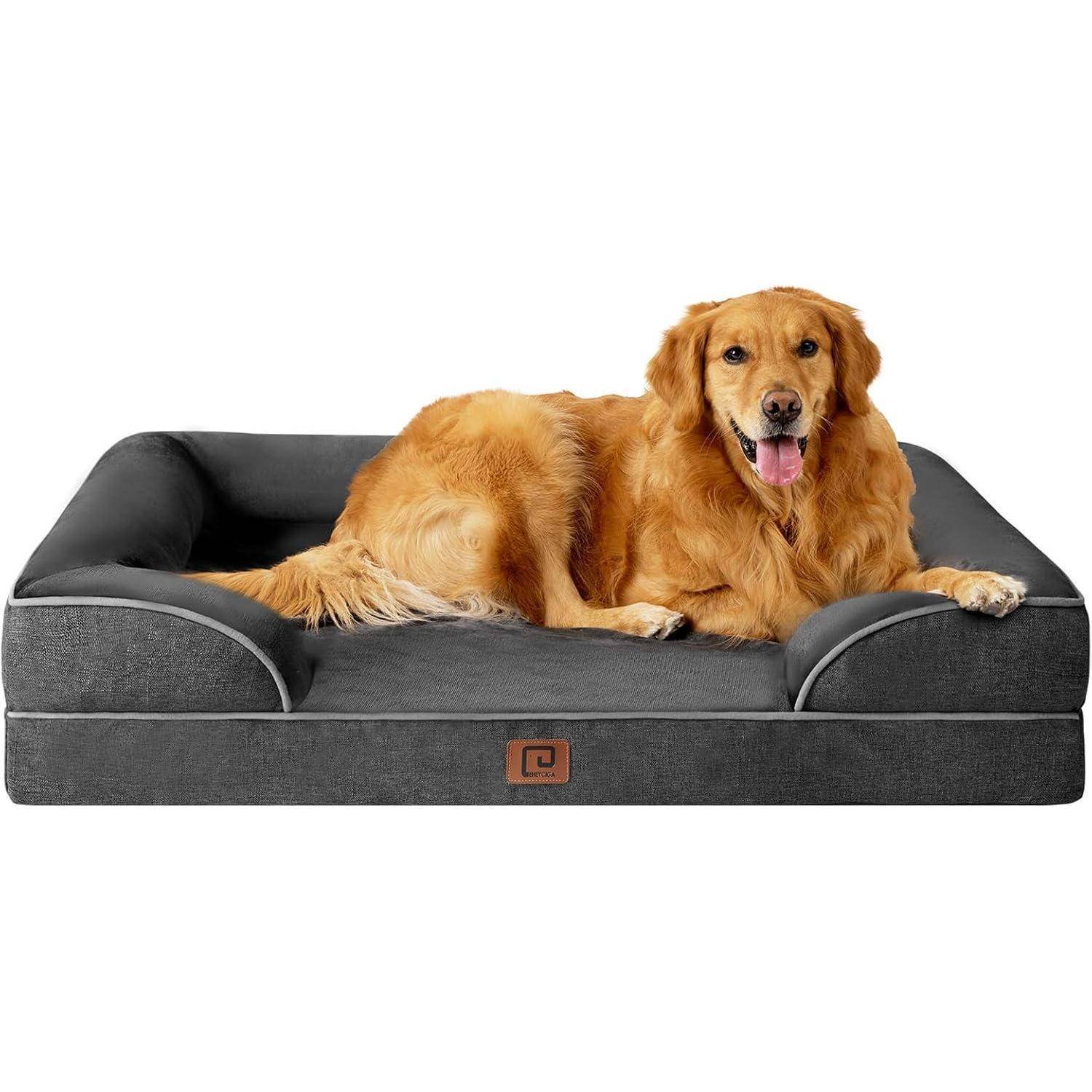Hundebett orthopädisches Memoryfoam L 112 x B 81 x H 18 cm Dunkel Grau