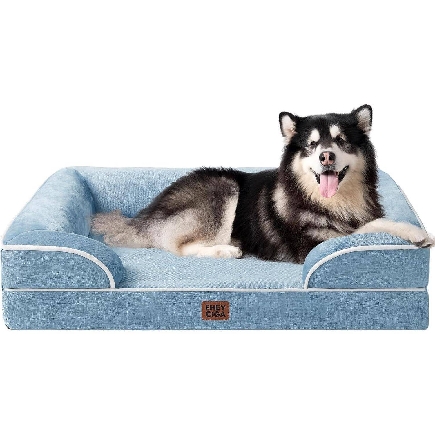 Hundebett orthopädisches Memoryfoam L 132 x B 104 x H 20 cm Hellblau