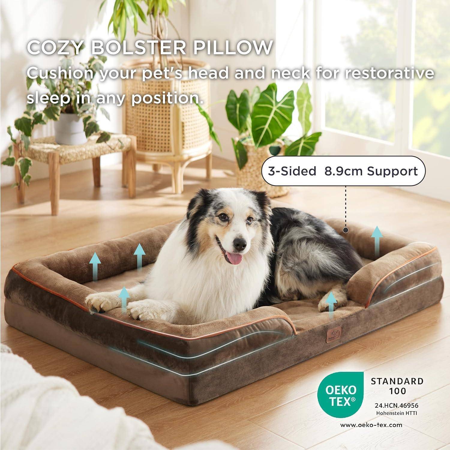 Hundebett orthopädisches ergonomisches L 122 x B 89 x H 20 cm Braun