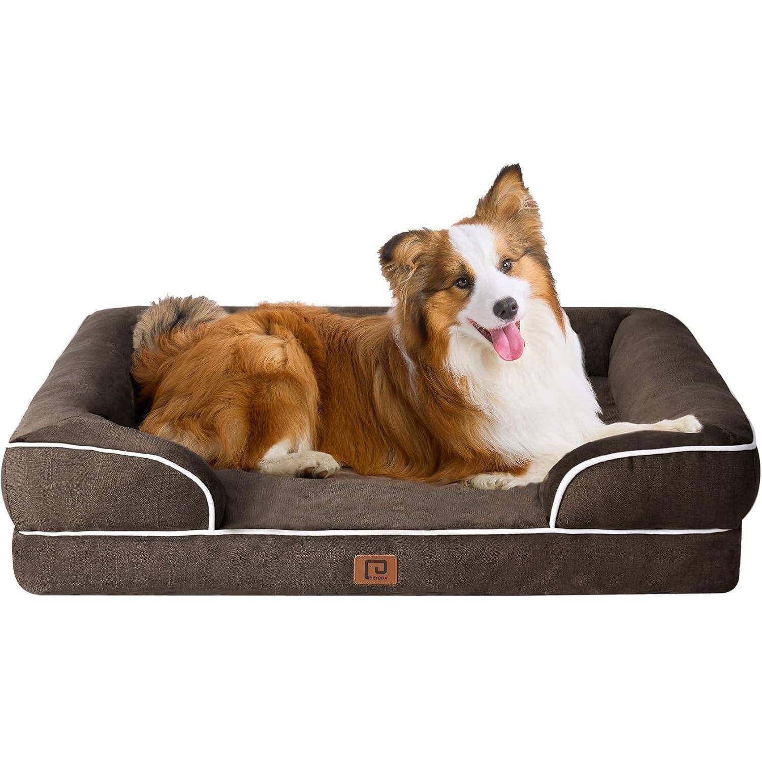 Hundebett orthopädisches Memoryfoam L 104 x B 69 x H 17 cm Braun