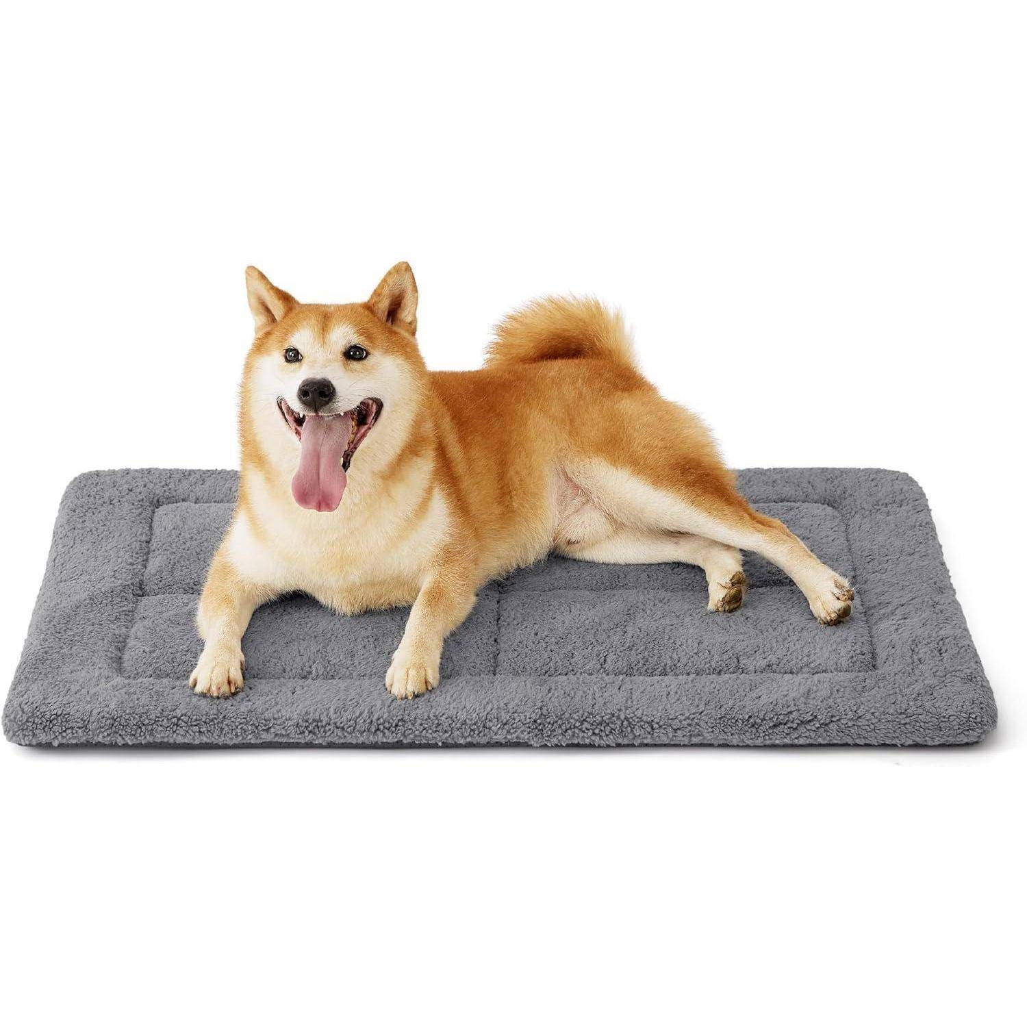 Hundematte mittelgroße Sherpa Plüsch Schaumstoff 89 x 56 cm Grau