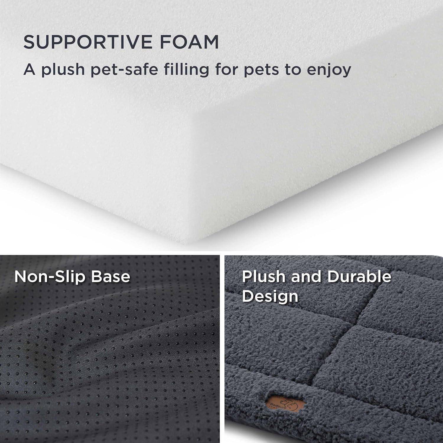 Hundematte waschbar Hundekissen XXL Sherpa 121 x 76 cm Dunkelgrau