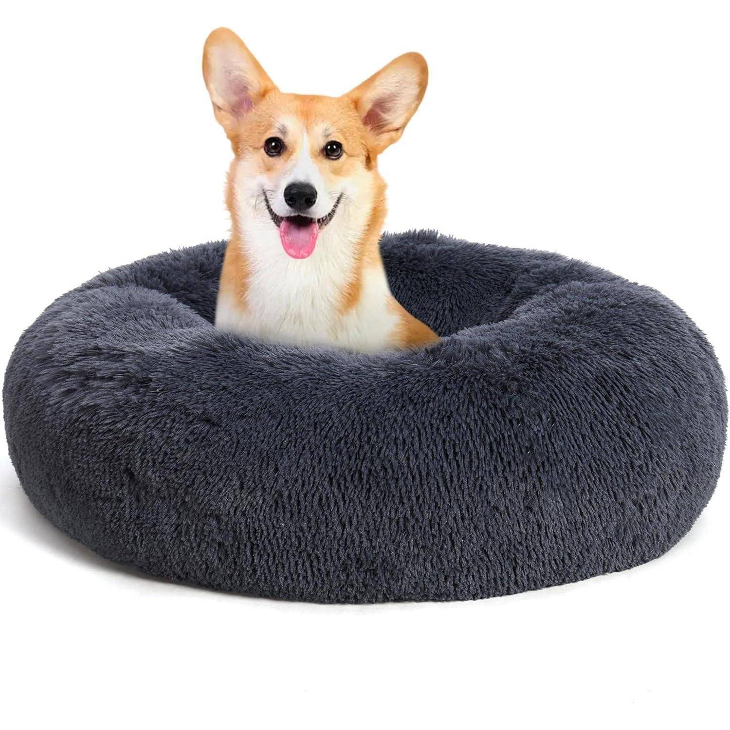 Hundebett orthopädisches rund Donut L 70 x B 70 x H 20 cm Dunkelgrau