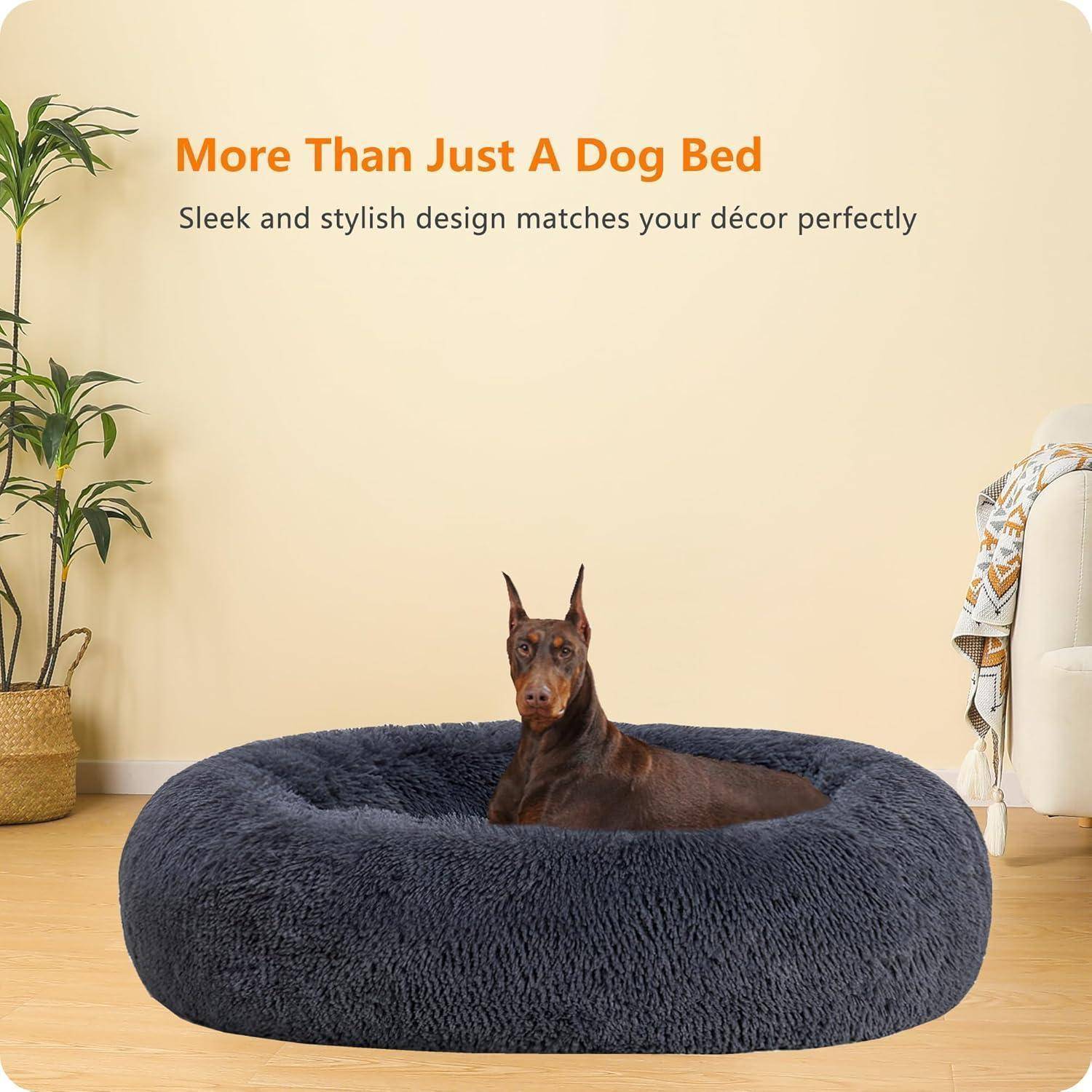 Hundebett orthopädisches rund Donut L 120 x B 120 x H 20 cm Dunkelgrau