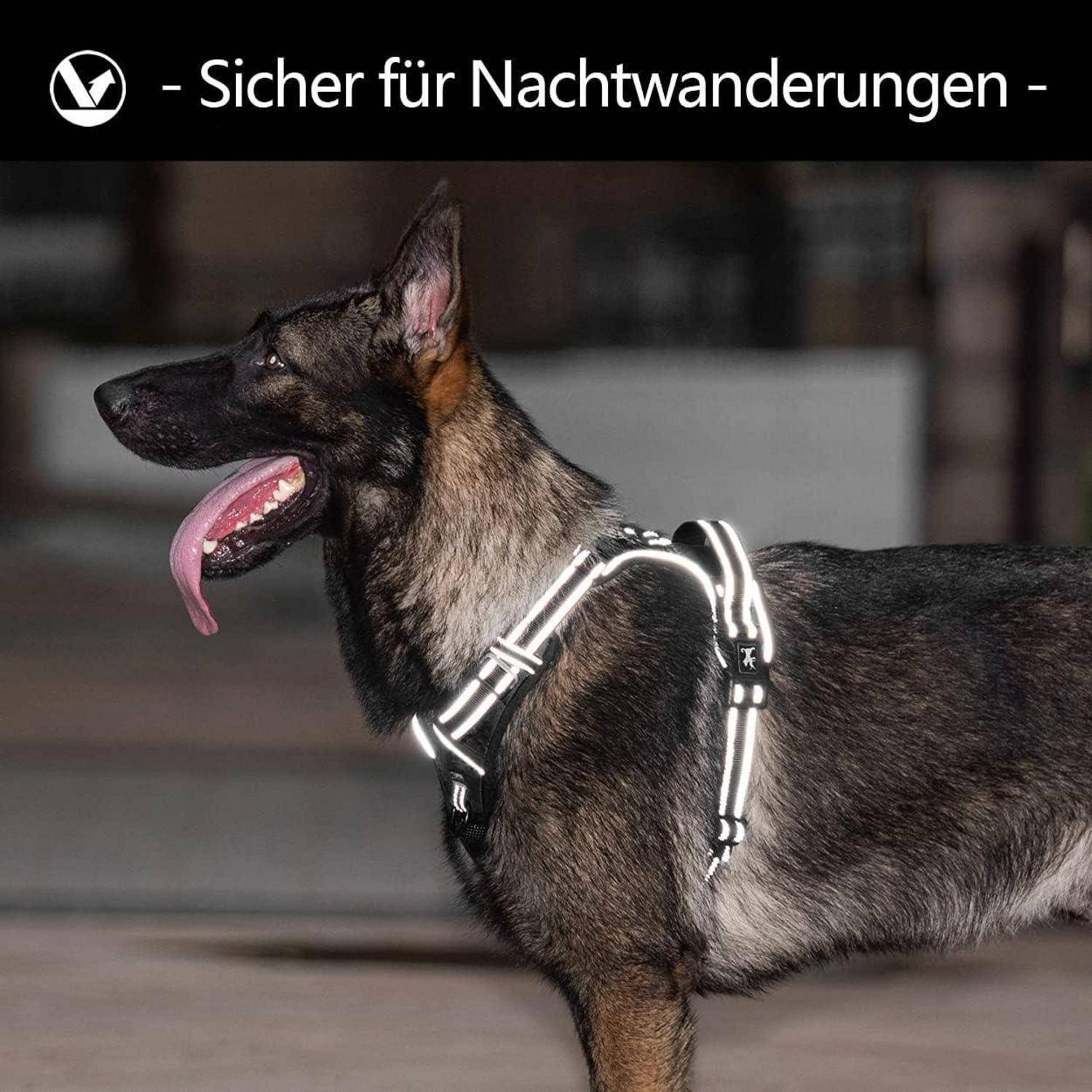 Hundegeschirr Reflektierende Front Griff Rückseite Walken XL Schwarz
