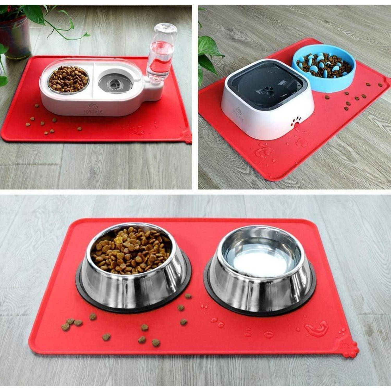 Futtermatte Silikon rutschfest Hunde Katzen Rand Rot 53×37cm
