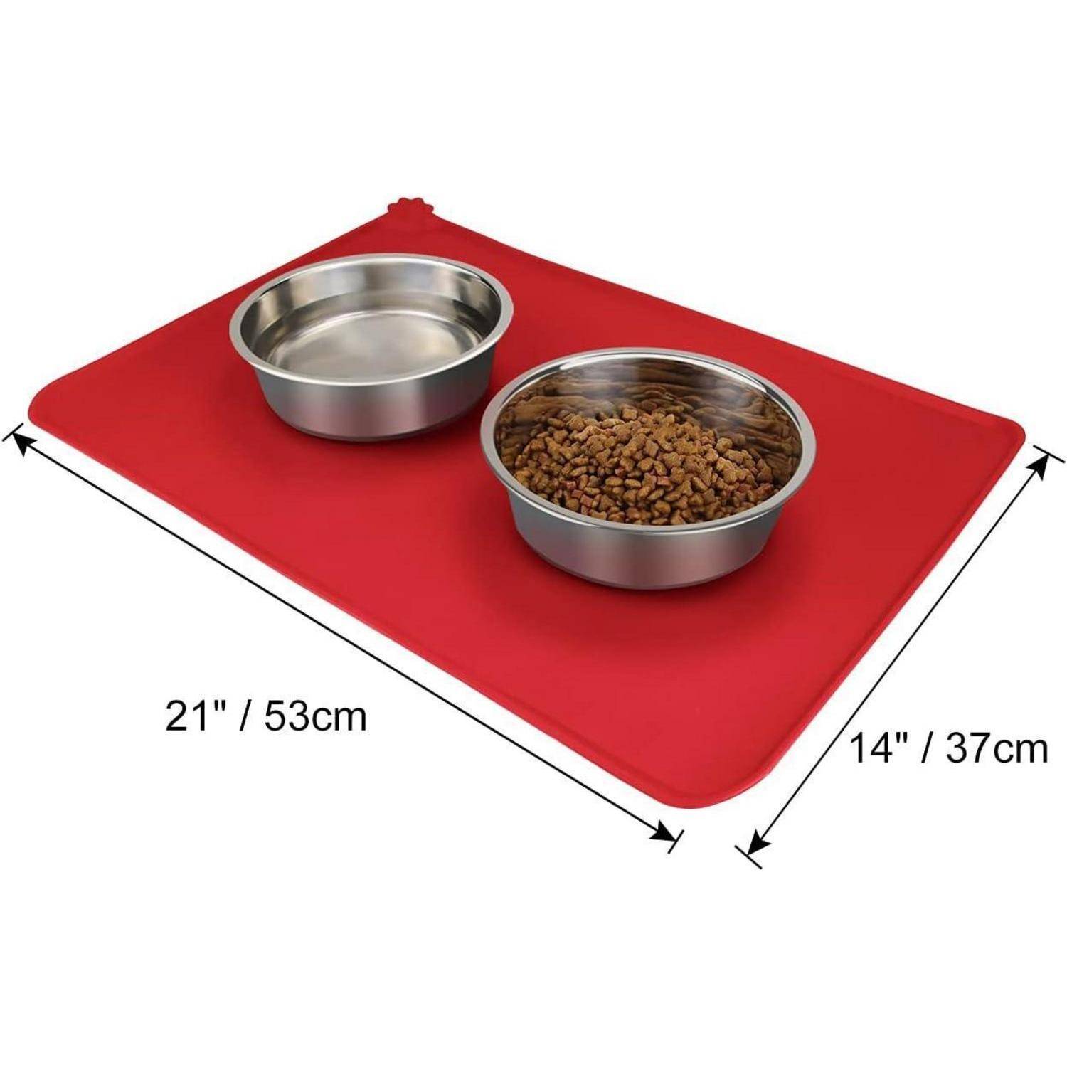 Futtermatte Silikon rutschfest Hunde Katzen Rand Rot 53×37cm