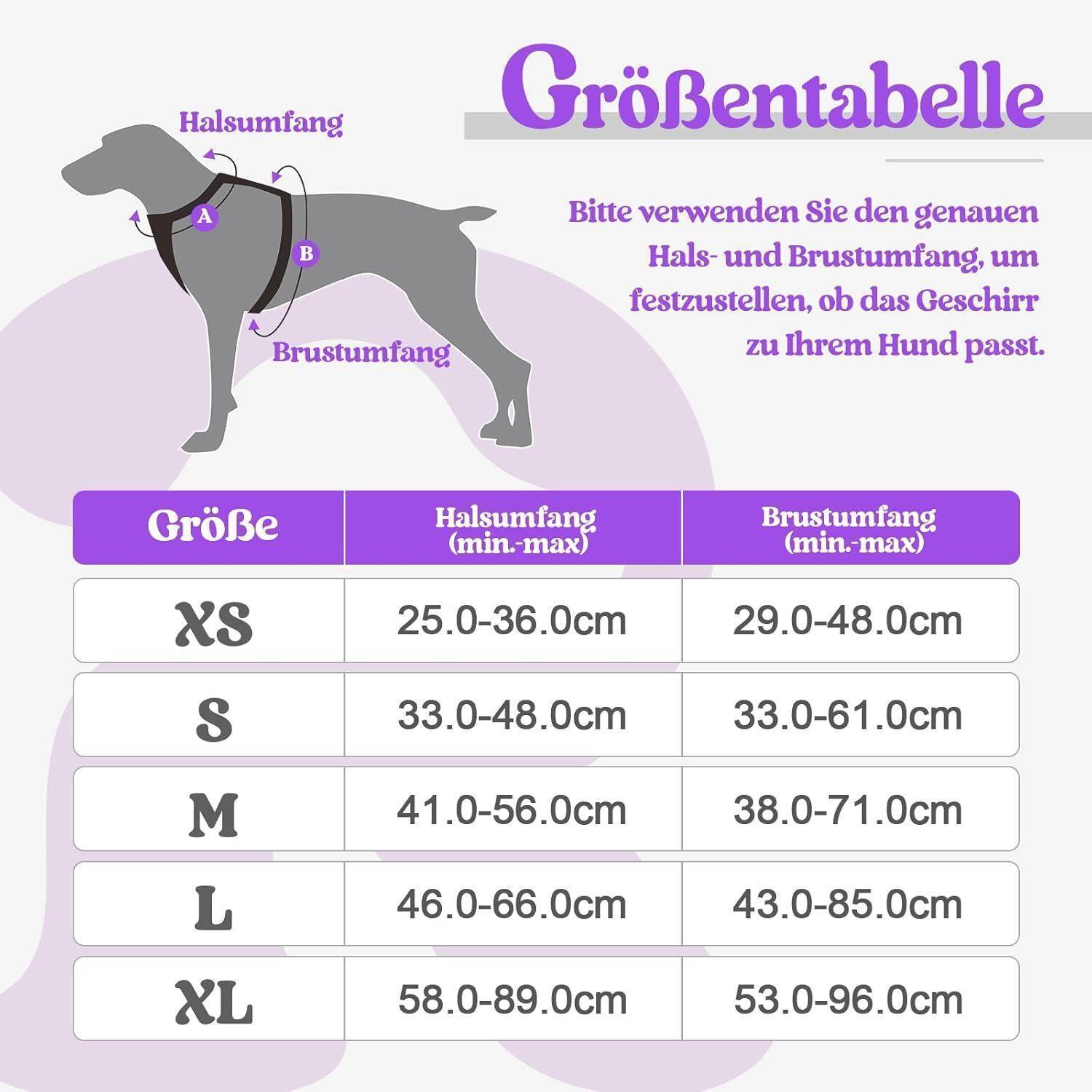 Hundegeschirr Mittelgroß No Pull Reflexstreifen Lila XL 1er Pack