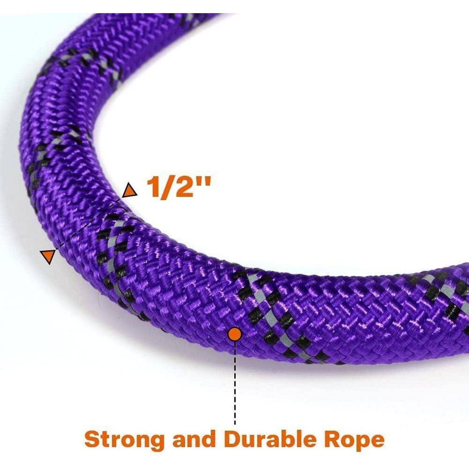 Detailaufnahme eines violetten Seils mit der Beschriftung „1/2