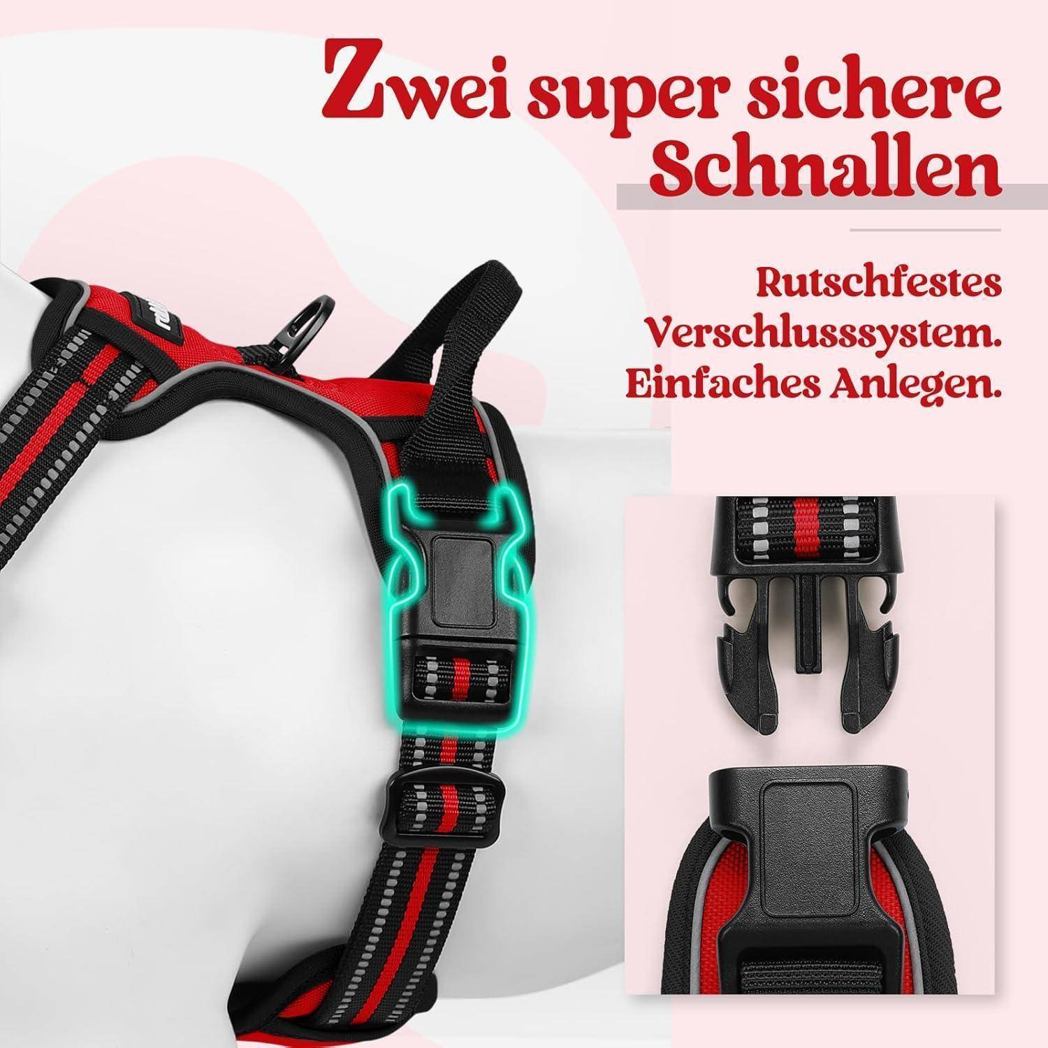Hundegeschirr No Pull Verstellbar Brustgeschirr Rot XL 1er Pack