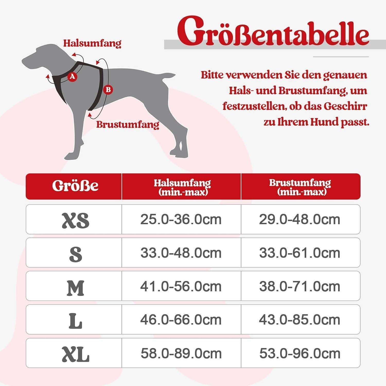 Hundegeschirr No Pull Verstellbar Brustgeschirr Rot XL 1er Pack