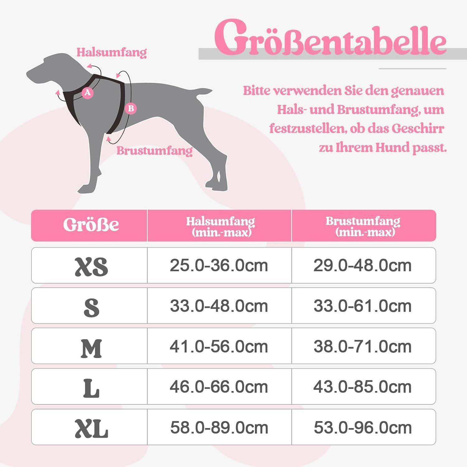 Hundegeschirr Anti Zug Verstellbar Atmungsaktiv Rosa XL (1er Pack)