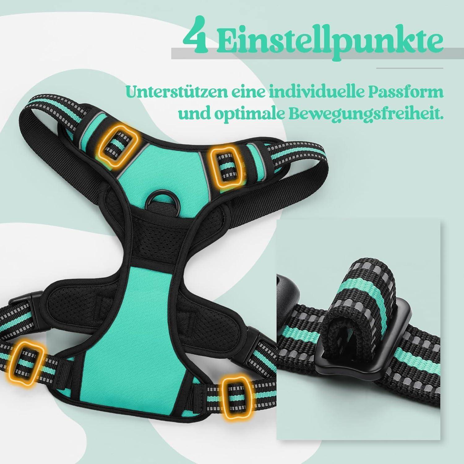 Hundegeschirr Mittelgroße No Pull Verstellbar Mint Grün XL 1er Pack