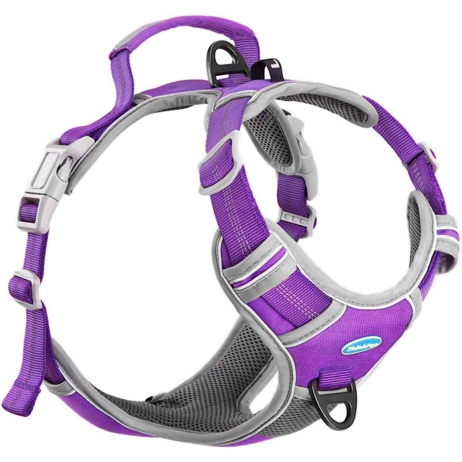 Hundegeschirr Antizug Griff Reflektierend Gepolstert Lila L (1er Pack)