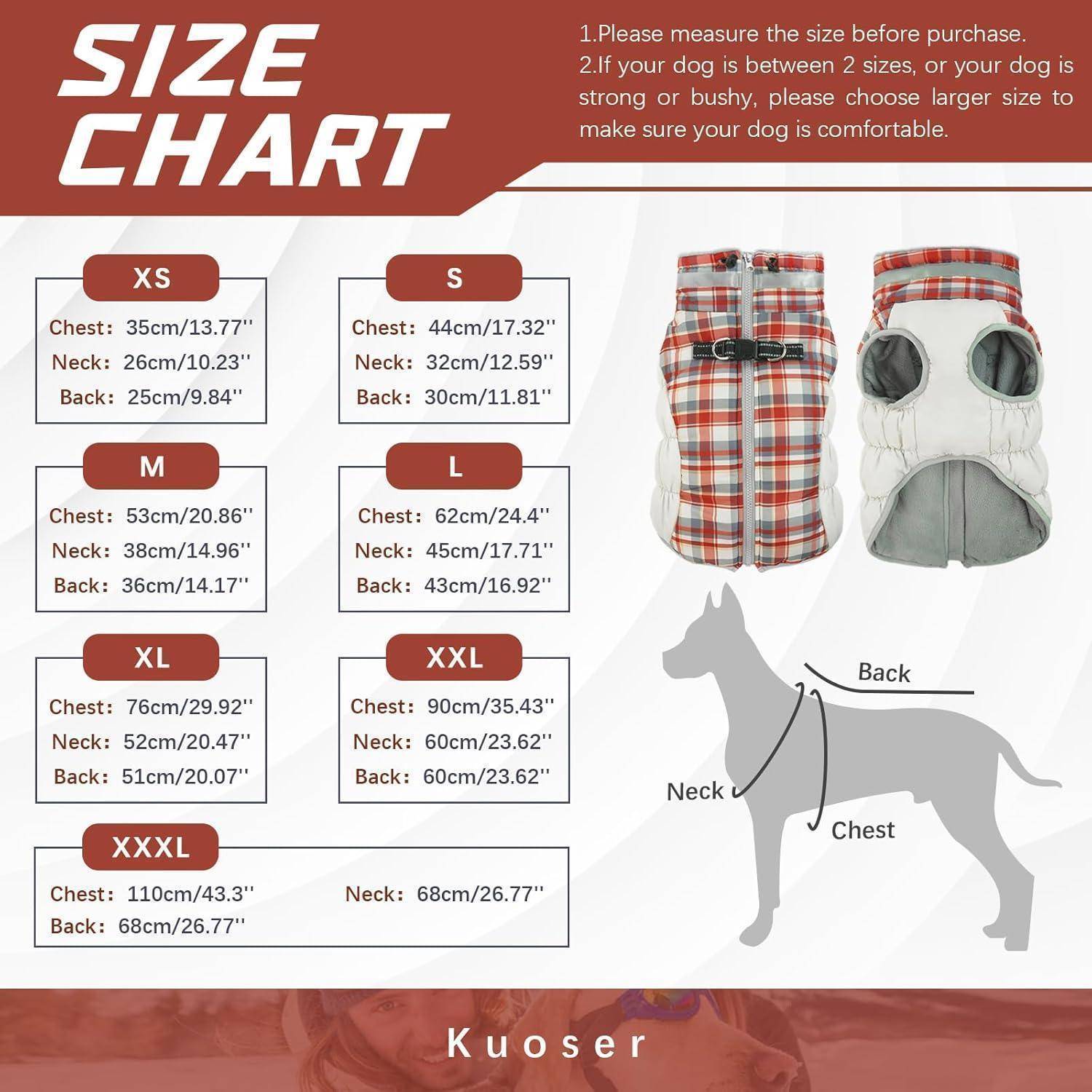 Hundejacke wasserdicht Fleecefutter Reflektoren XL Rotes Plaid