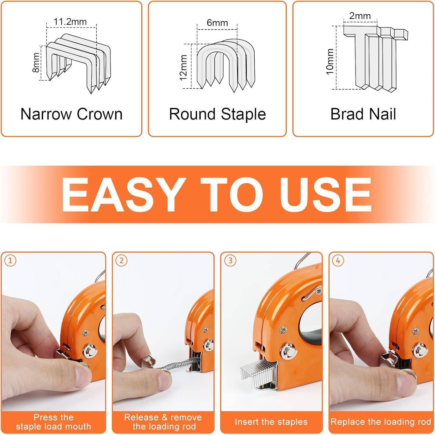Handtacker Set 3in1 900 Klammern Tacker Orange Klassiker Handtacker