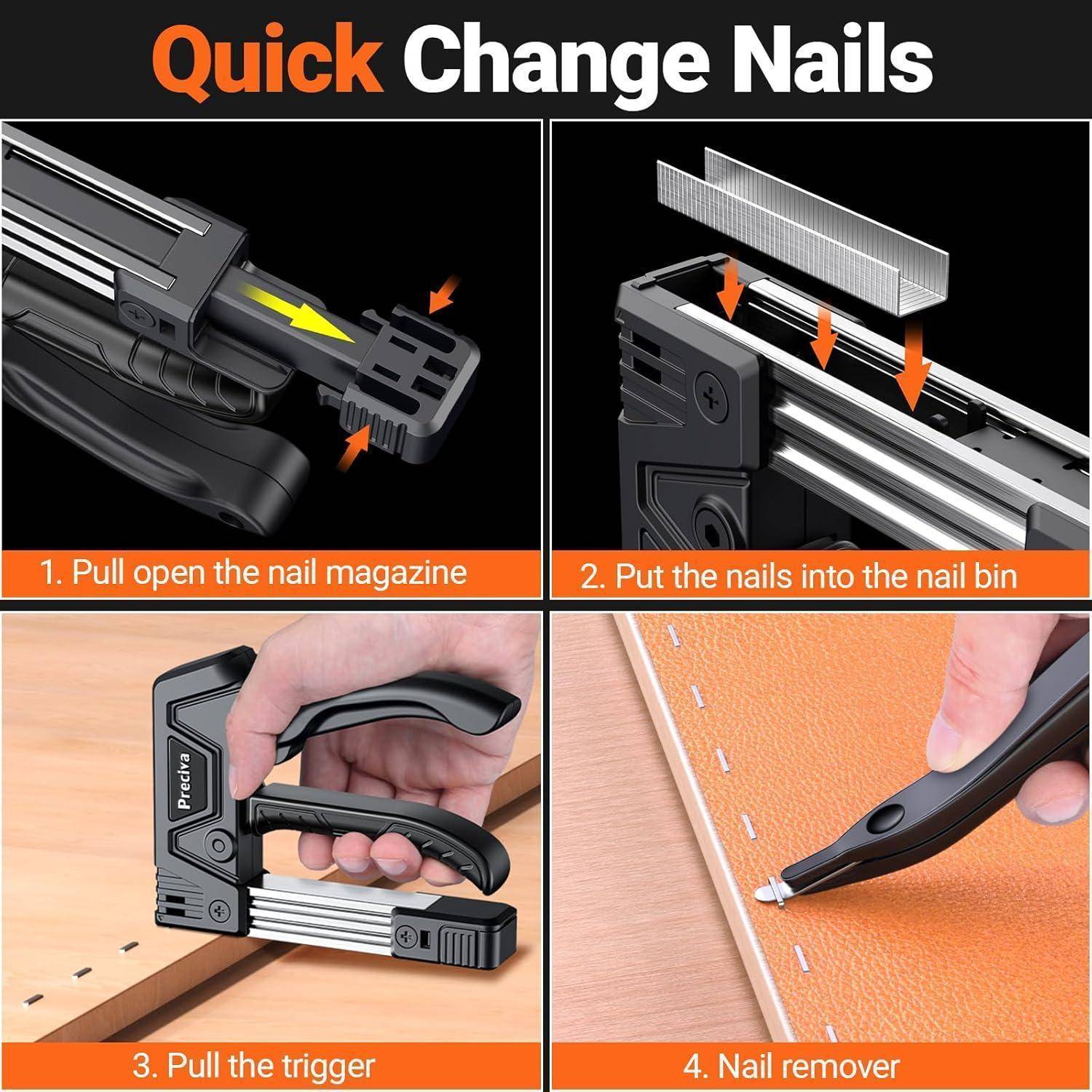 Handtacker Set 1800 Nägel Nagelzieher Klemmschutz