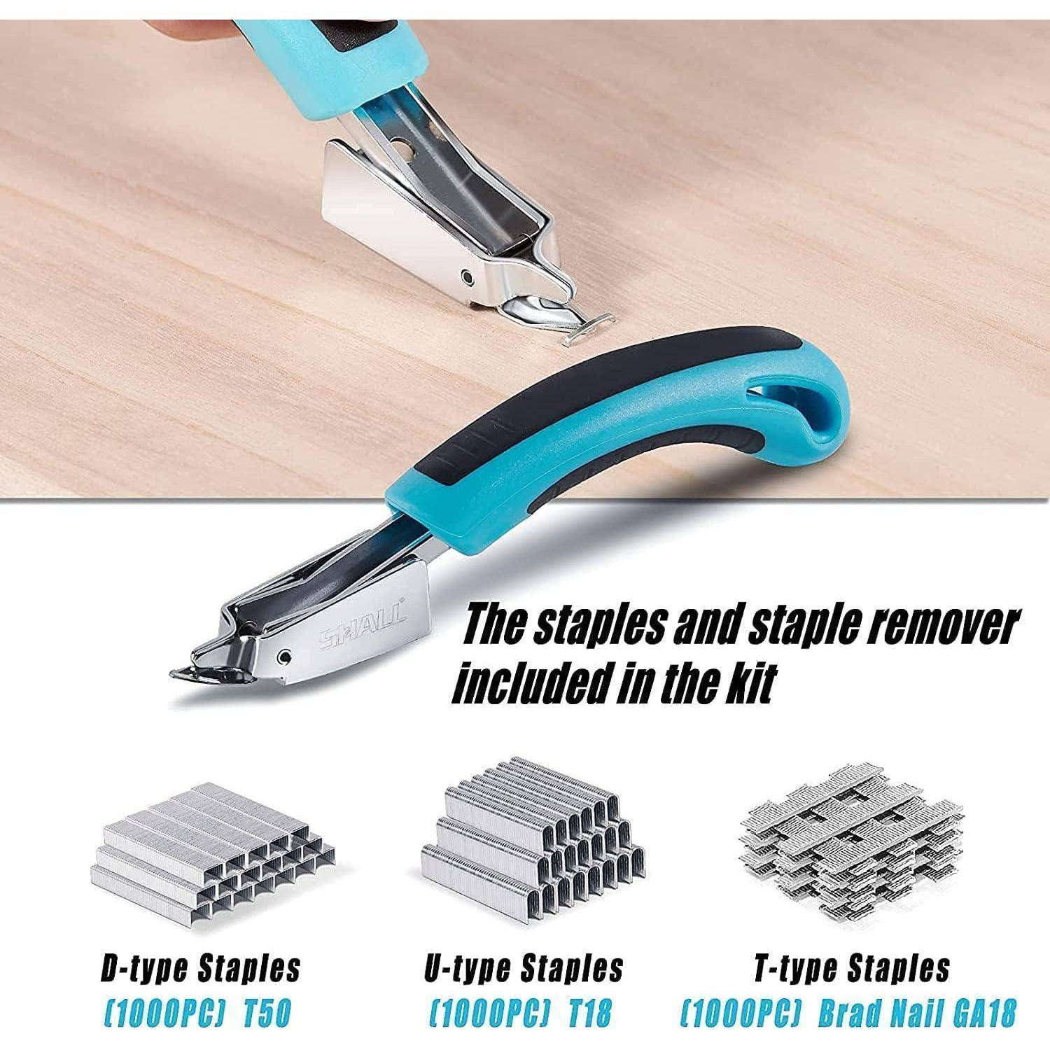 Handtacker Set Holztacker 3000 Klammern Klammerentferner Blau