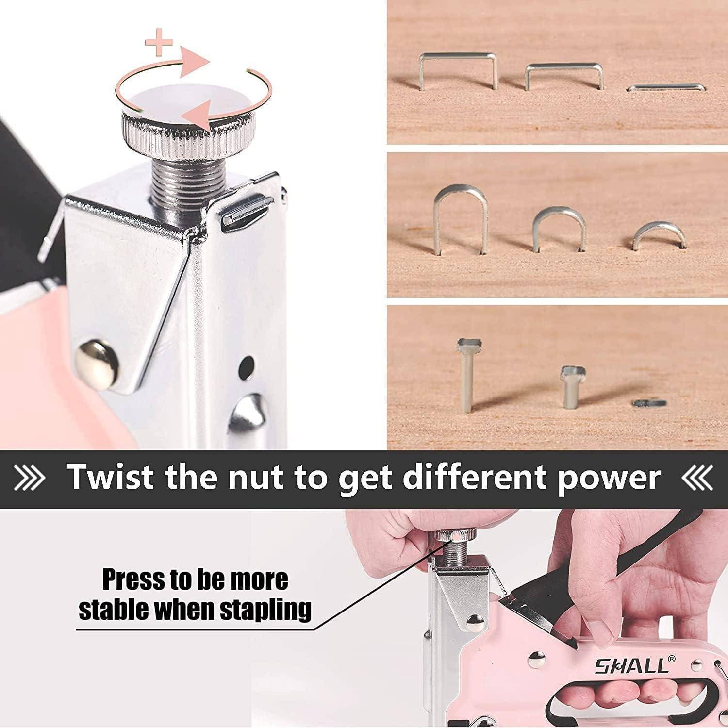 Handtacker Set 3in1 Holztacker 3000 Klammern Tackerpistole Rosa