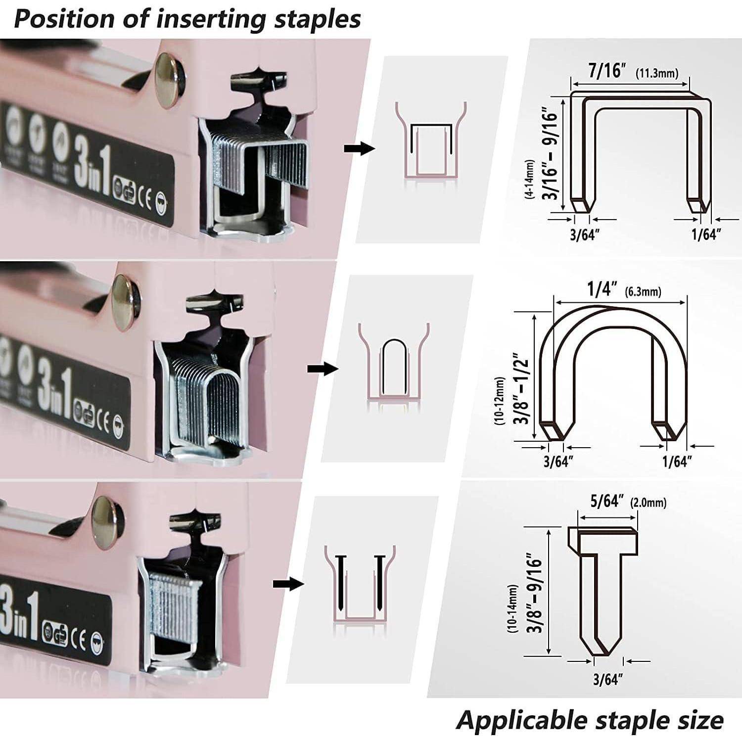 Handtacker Set 3in1 Holztacker 3000 Klammern Tackerpistole Rosa