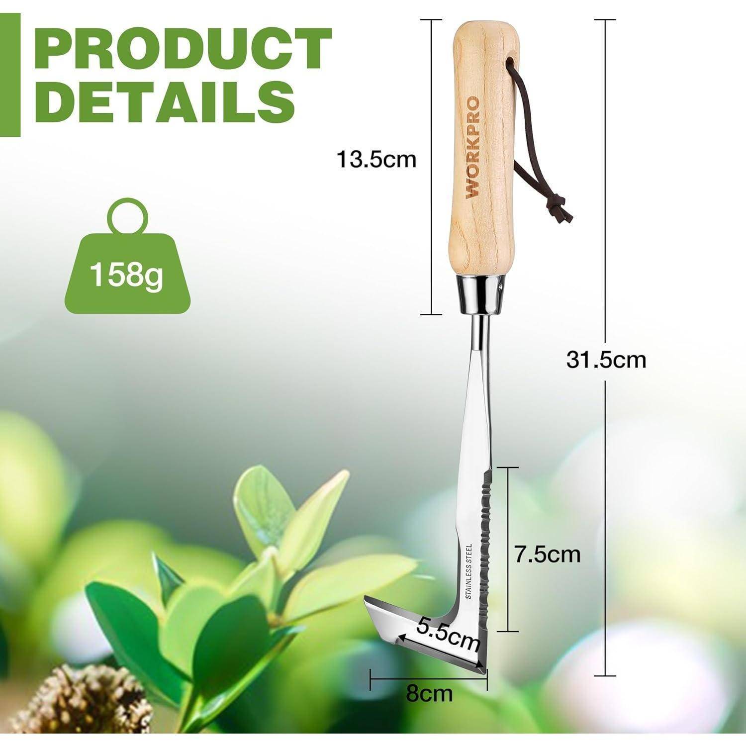 Maße Kelle: 31,5 cm Gesamtlänge, 13,5 cm Griff, 7,5 cm Klinge. Gewicht: 158 g. Geeignet für Gartenarbeit.