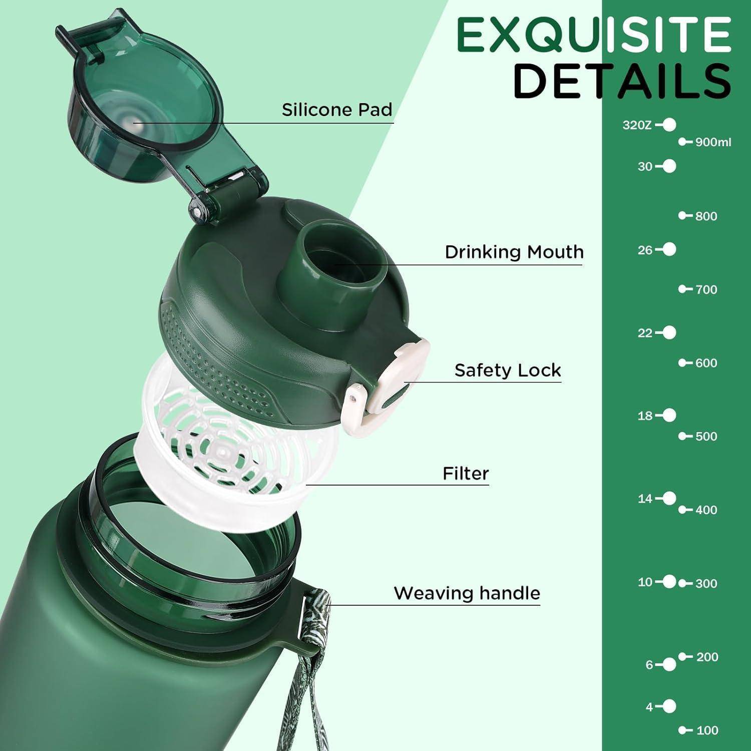 Trinkflasche 600ml BPA Frei Sport Wasserflasche Auslaufsicher mit