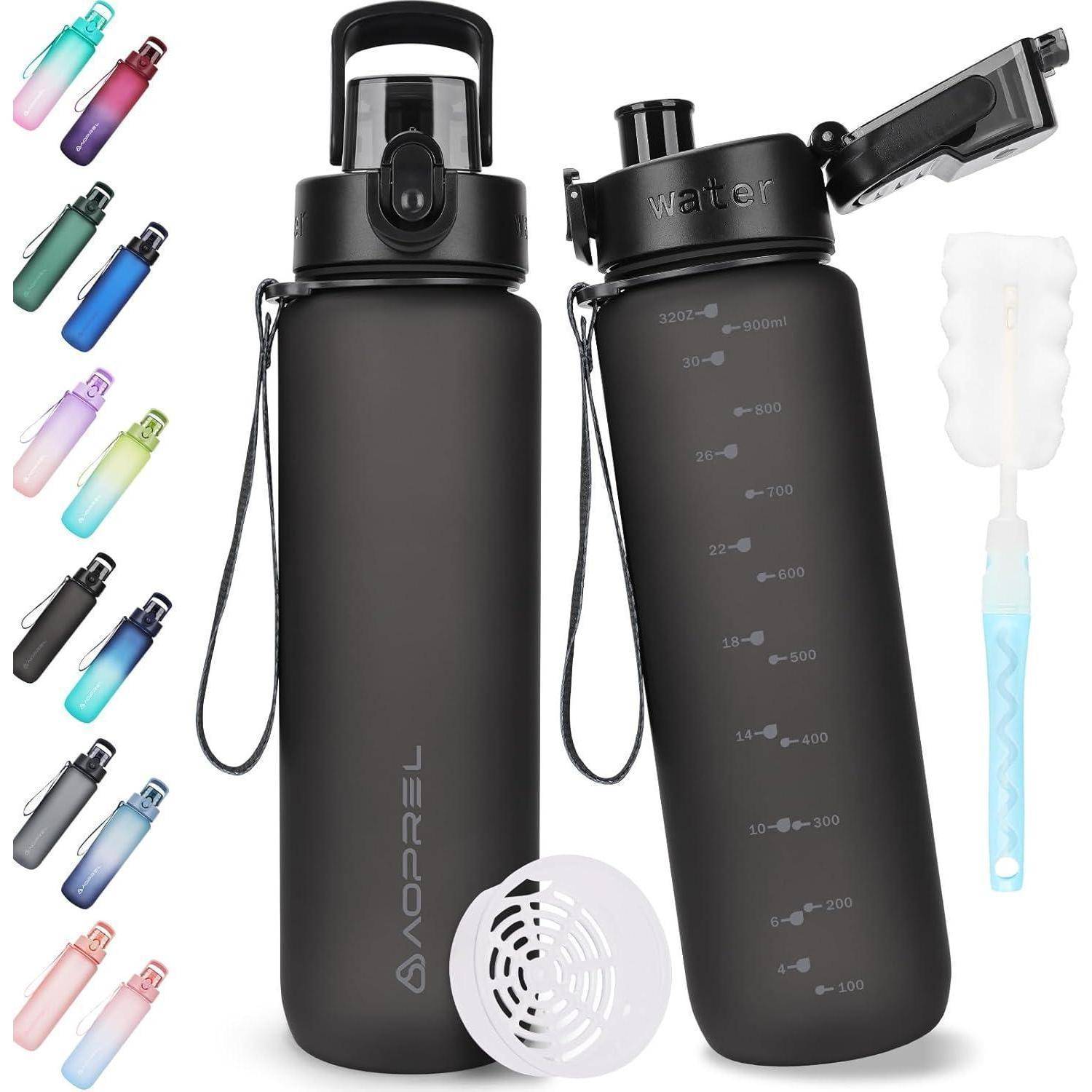 Trinkflasche 1l BPA-frei aus Tritan Sport Flasche Schwarz