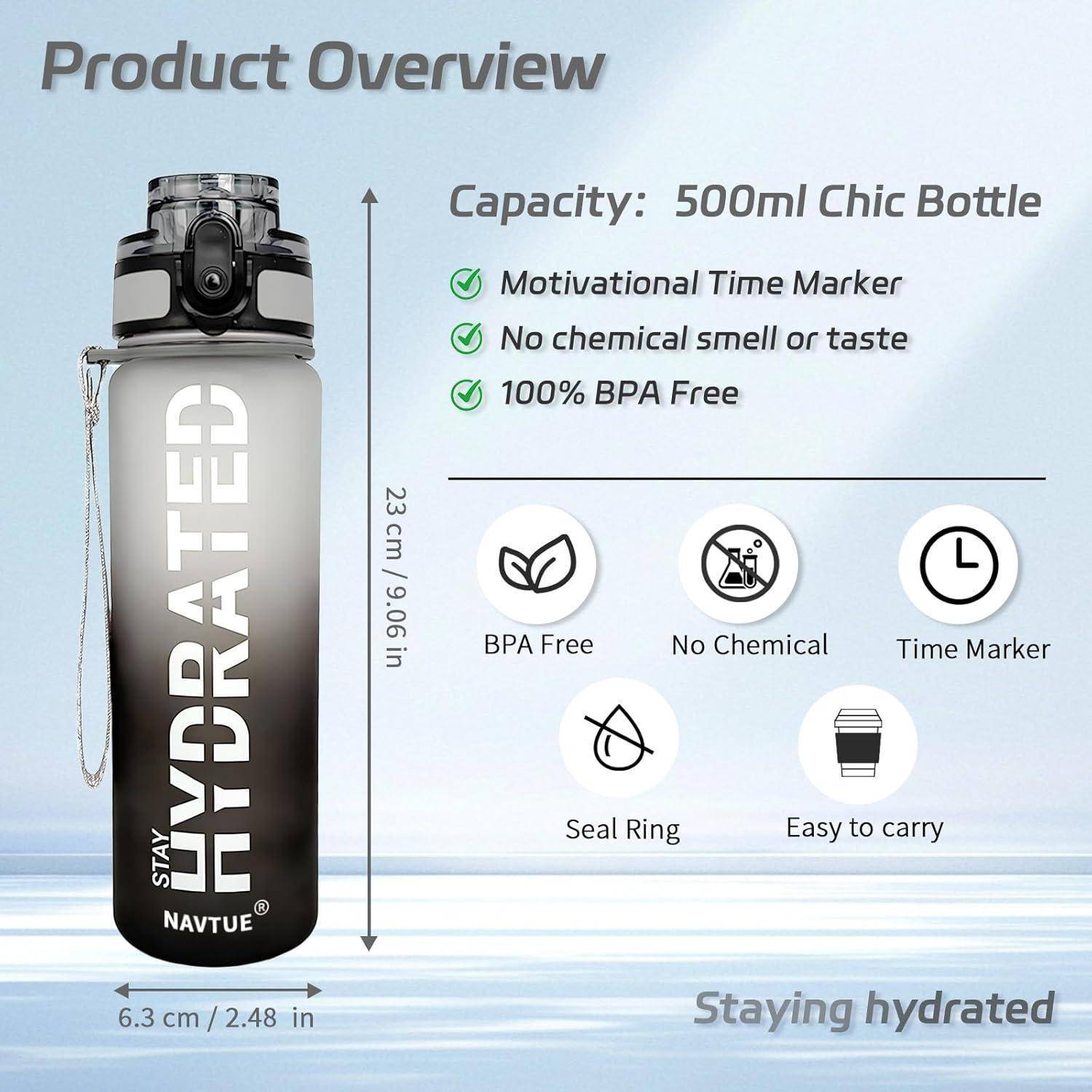 Trinkflasche 500ml BPAfrei Schwarzgrau Schnelltrink 500ml