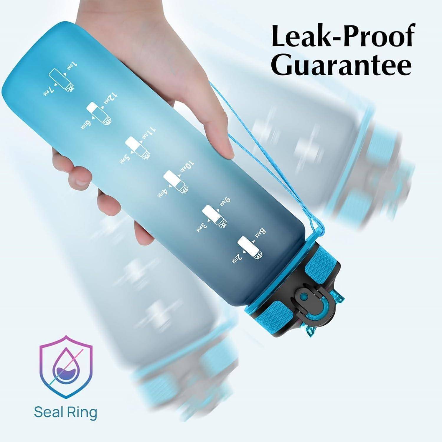 Trinkflasche 1l Strohhalm BPAfrei Auslaufsicher Fitness Tiefes Blau