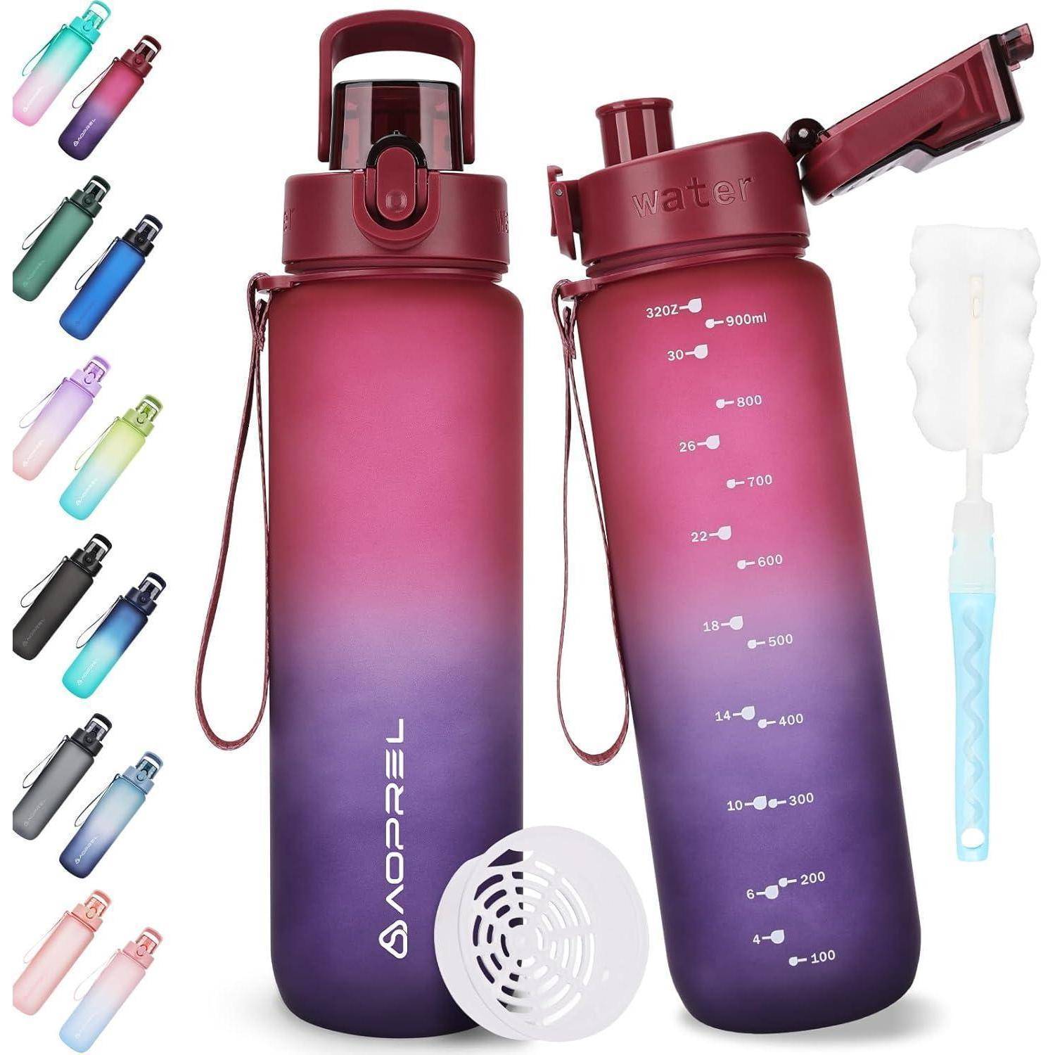 Trinkflasche Tritan BPA frei 1000 ml Tiefes Rot Blau Farbverlauf