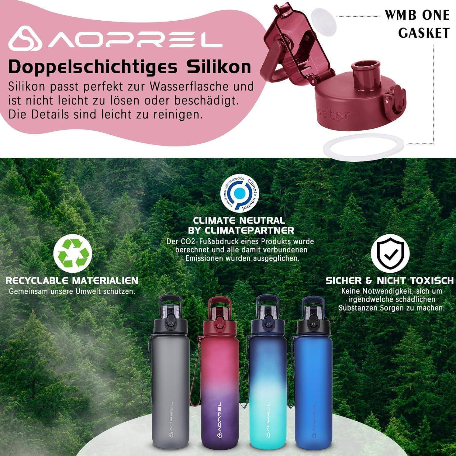 Trinkflasche Tritan BPA frei 1000 ml Tiefes Rot Blau Farbverlauf