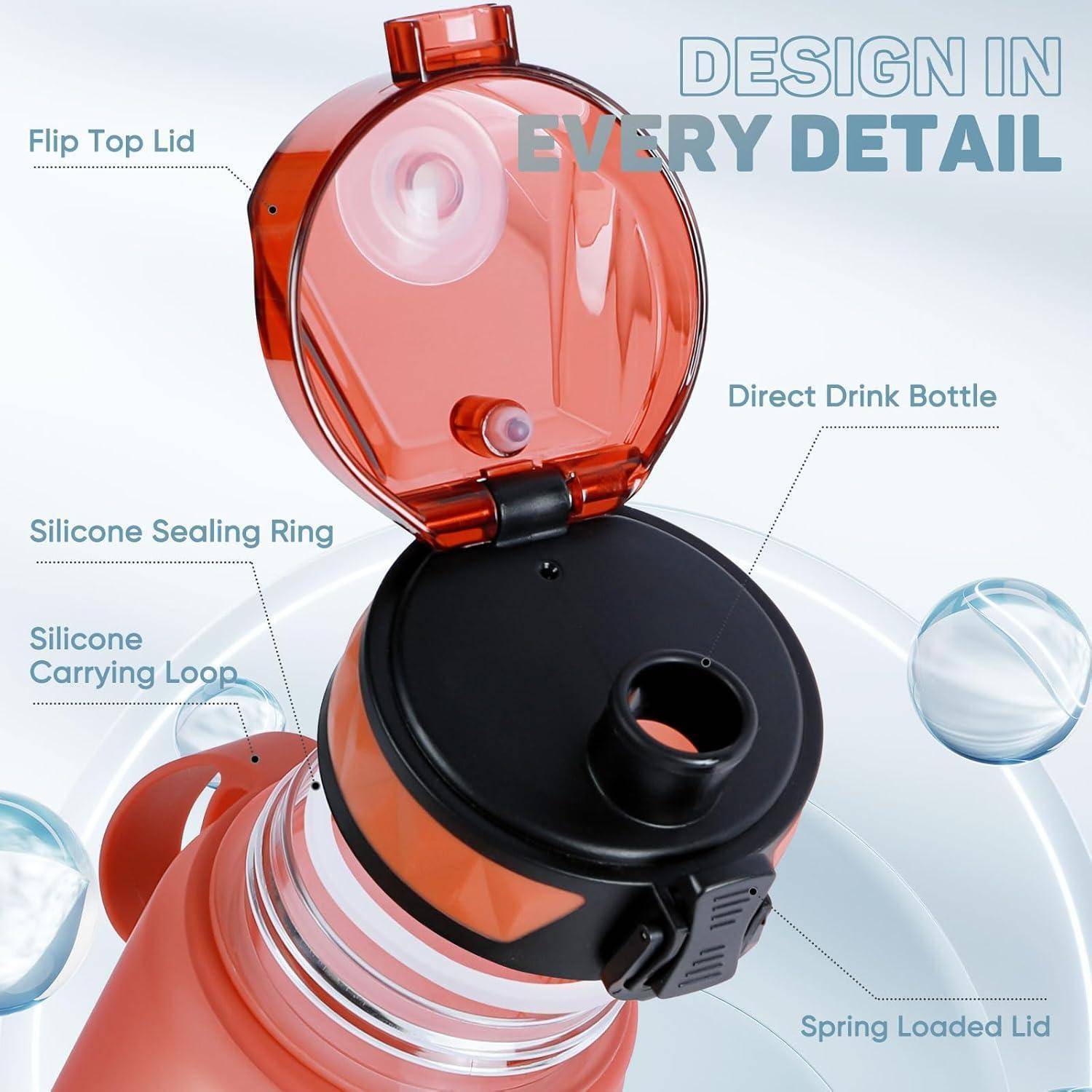 Trinkflasche 1L Sport BPAfrei Gummigrip Fahrrad Karottenrot 1000 ml