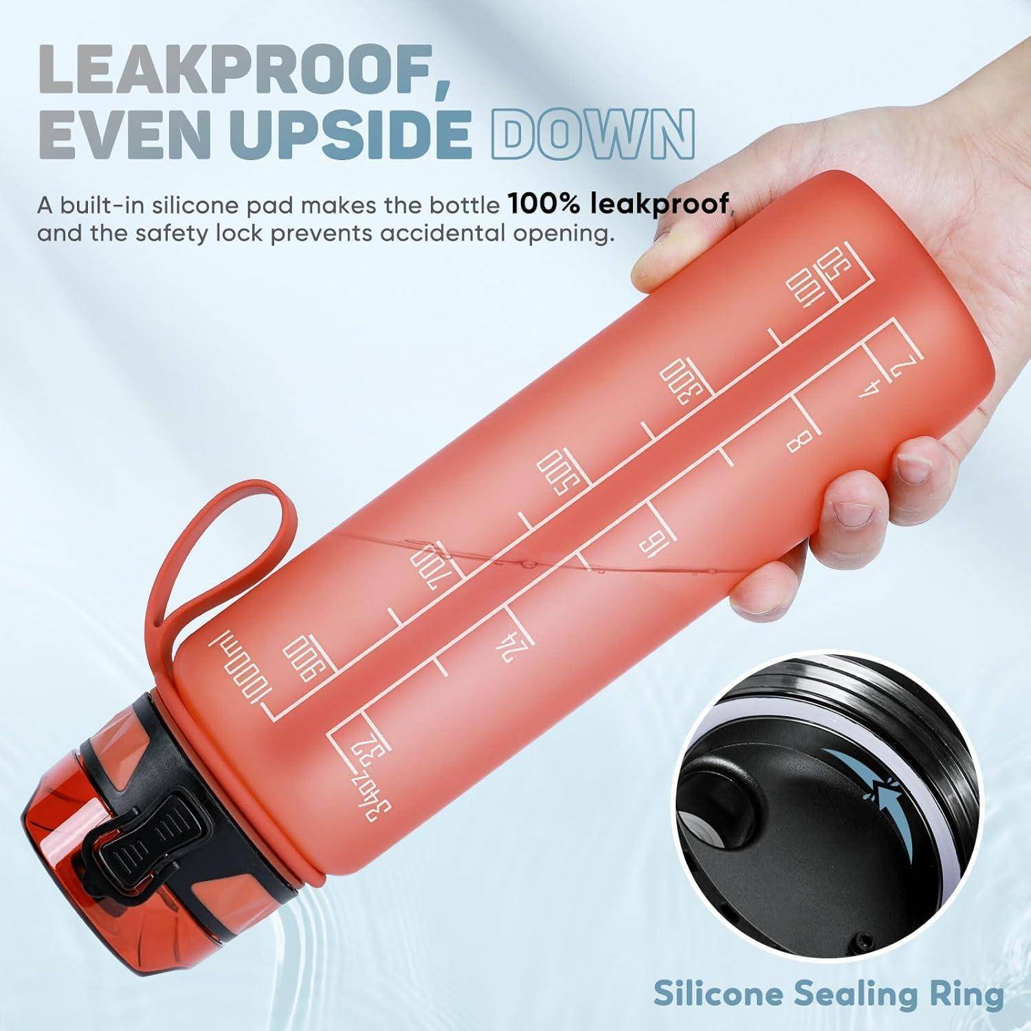 Trinkflasche 1L Sport BPAfrei Gummigrip Fahrrad Karottenrot 1000 ml