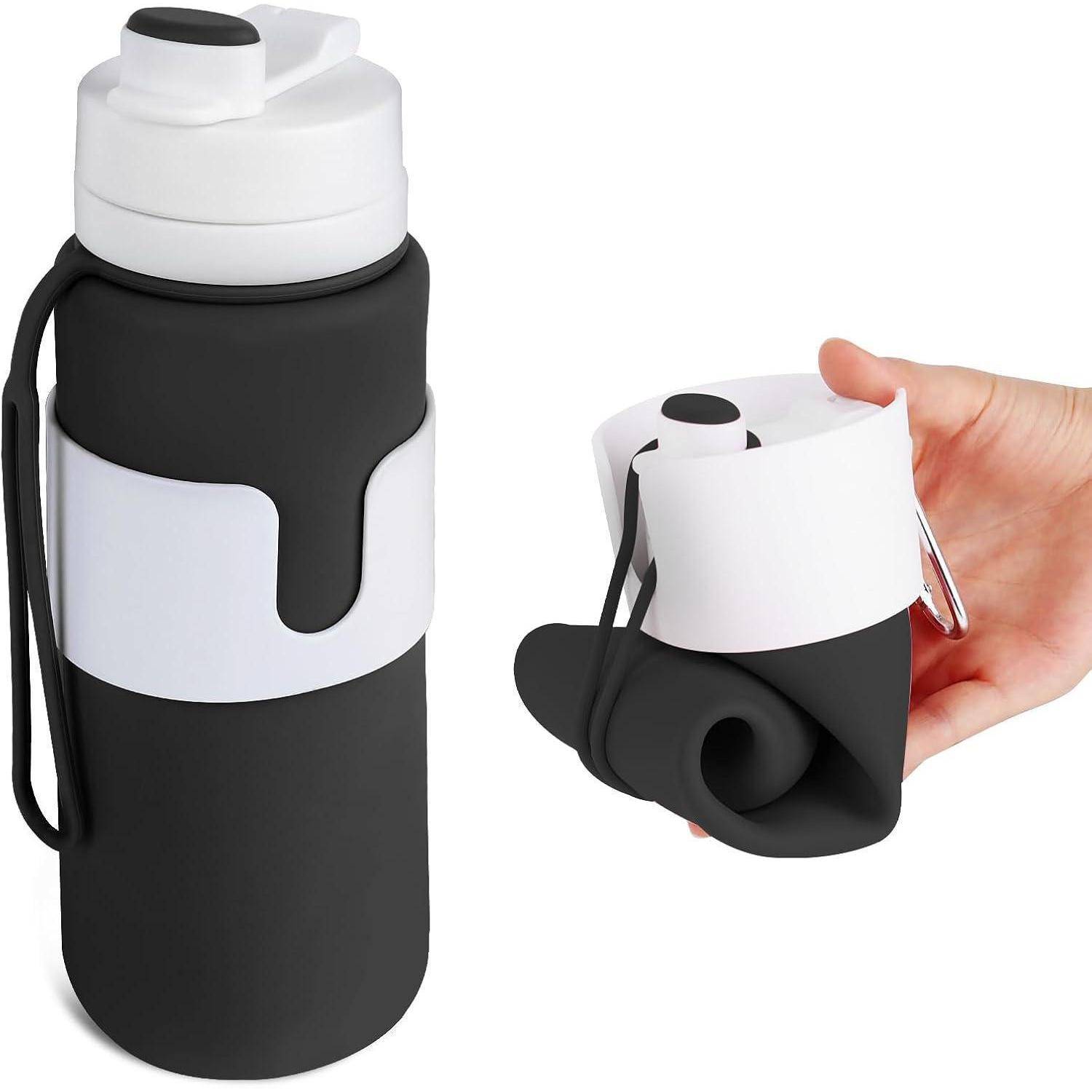 Trinkflasche faltbar Silikon auslaufsicher BPAfrei Wandern 750ml Black