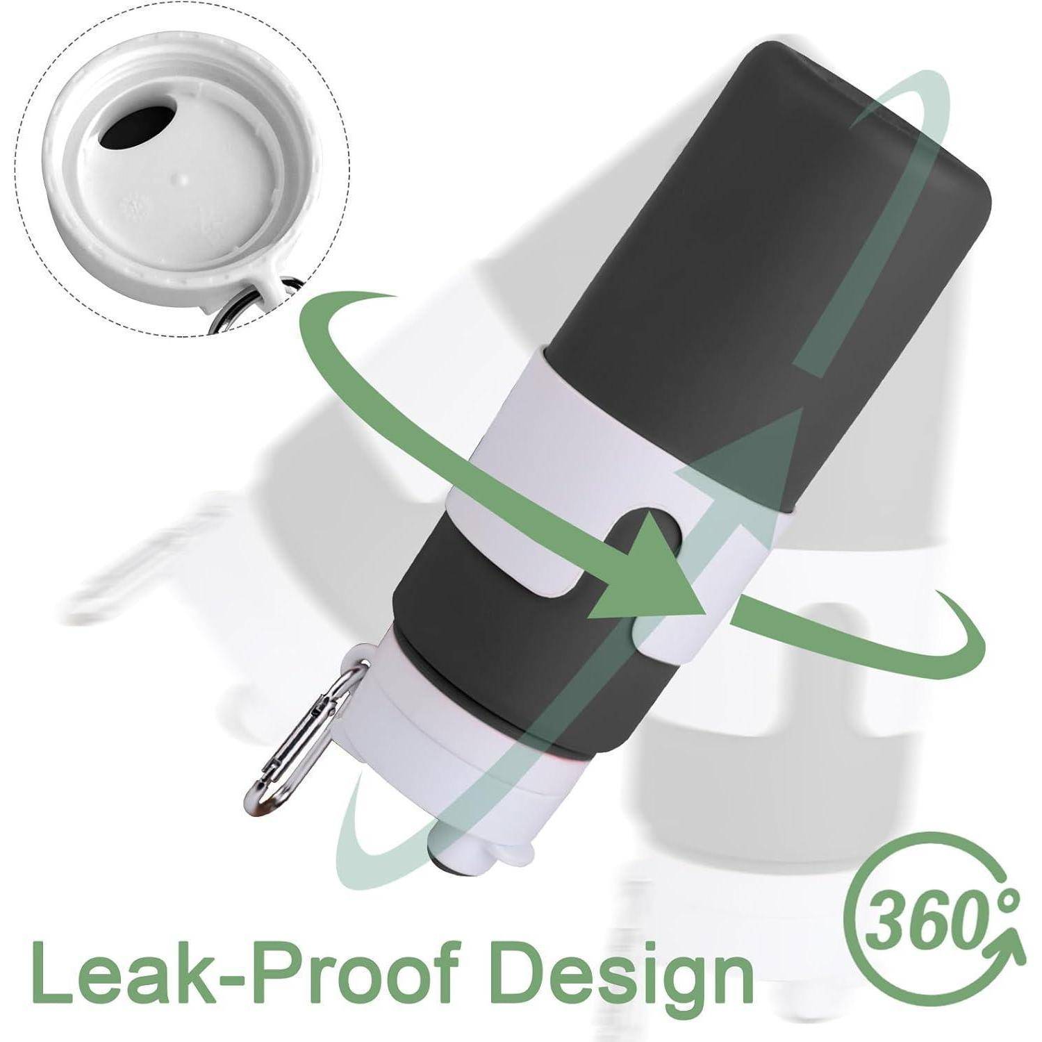 Trinkflasche faltbar Silikon auslaufsicher BPAfrei Wandern 750ml Black