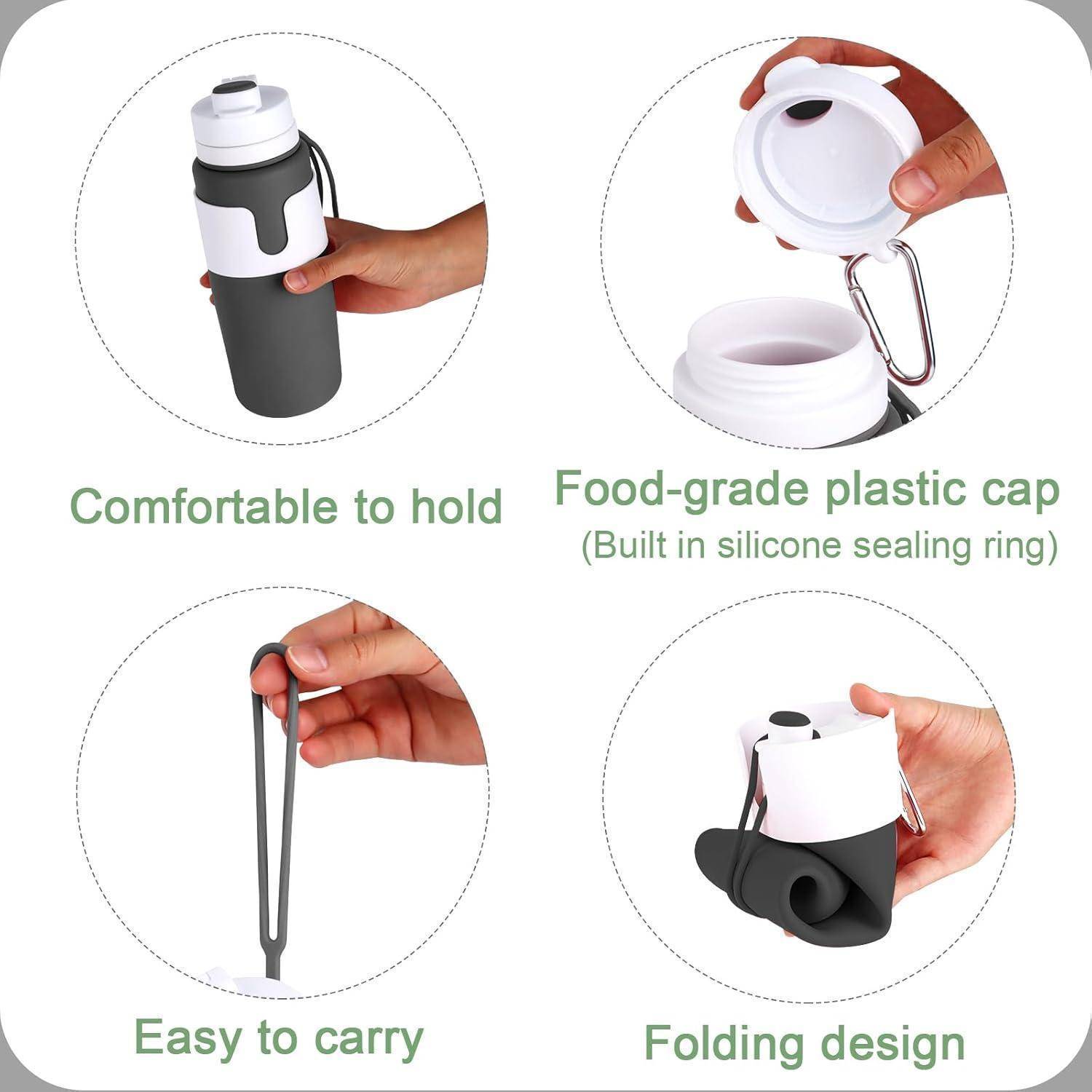 Trinkflasche faltbar Silikon auslaufsicher BPAfrei Wandern 750ml Black