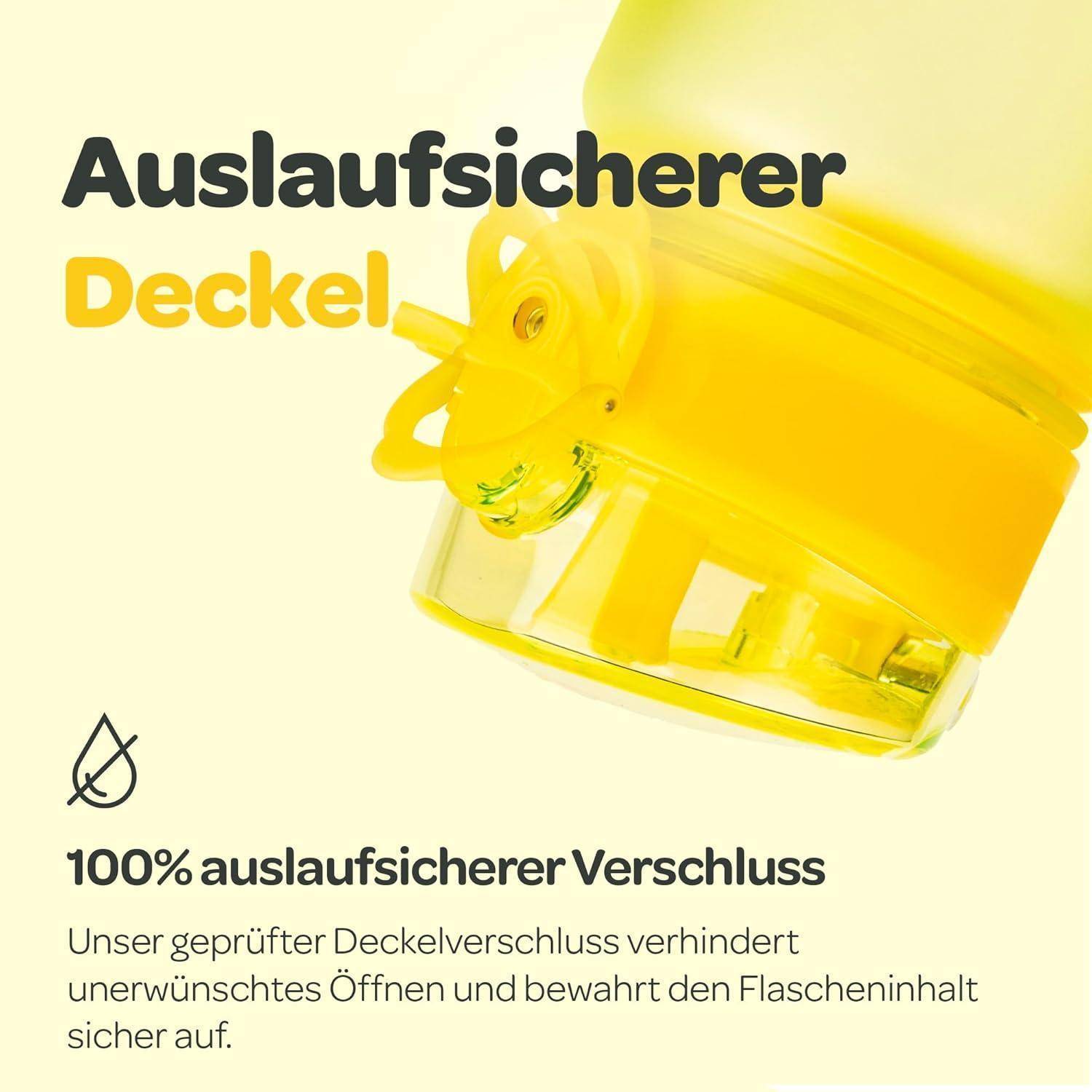 Trinkflasche Fruchteinsatz BPAfrei 500mL Schnelltrink Sonniges Gelb