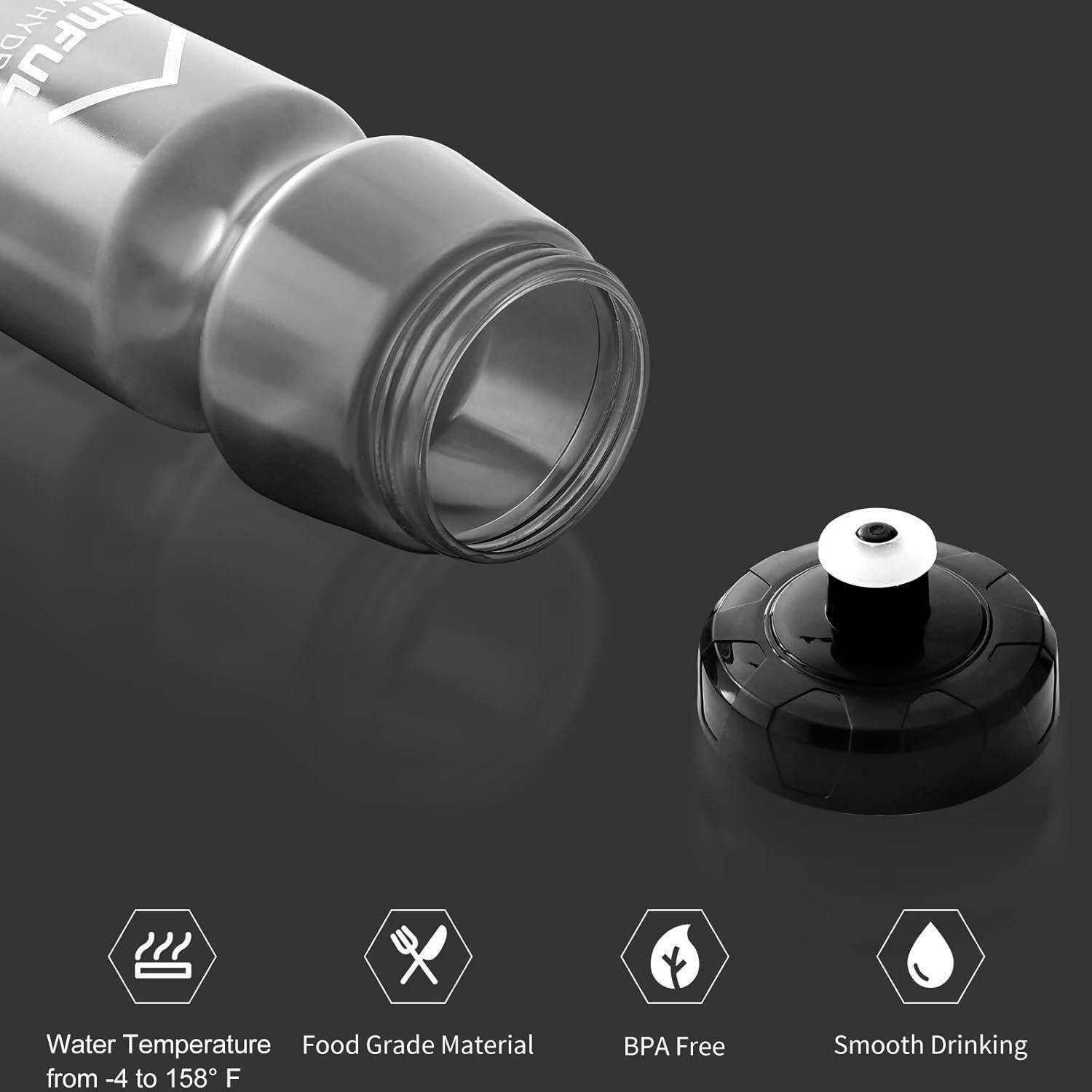 Fahrrad Trinkflasche 750ml BPAfrei Auslaufsicher 2er Set Klar Grau