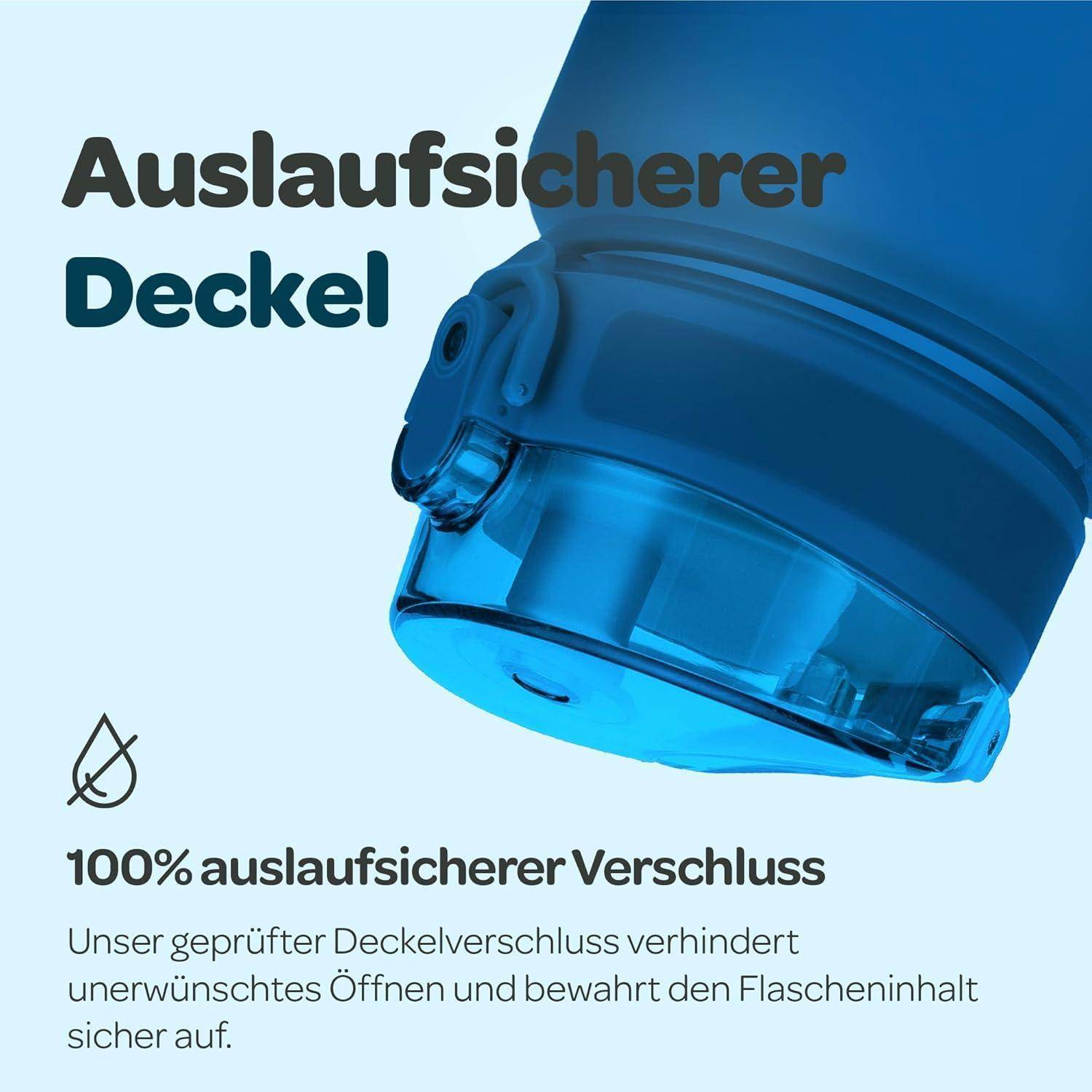 Trinkflasche Fruchteinsatz BPAfrei 1L - Schnelltrink Mitternachtsblau