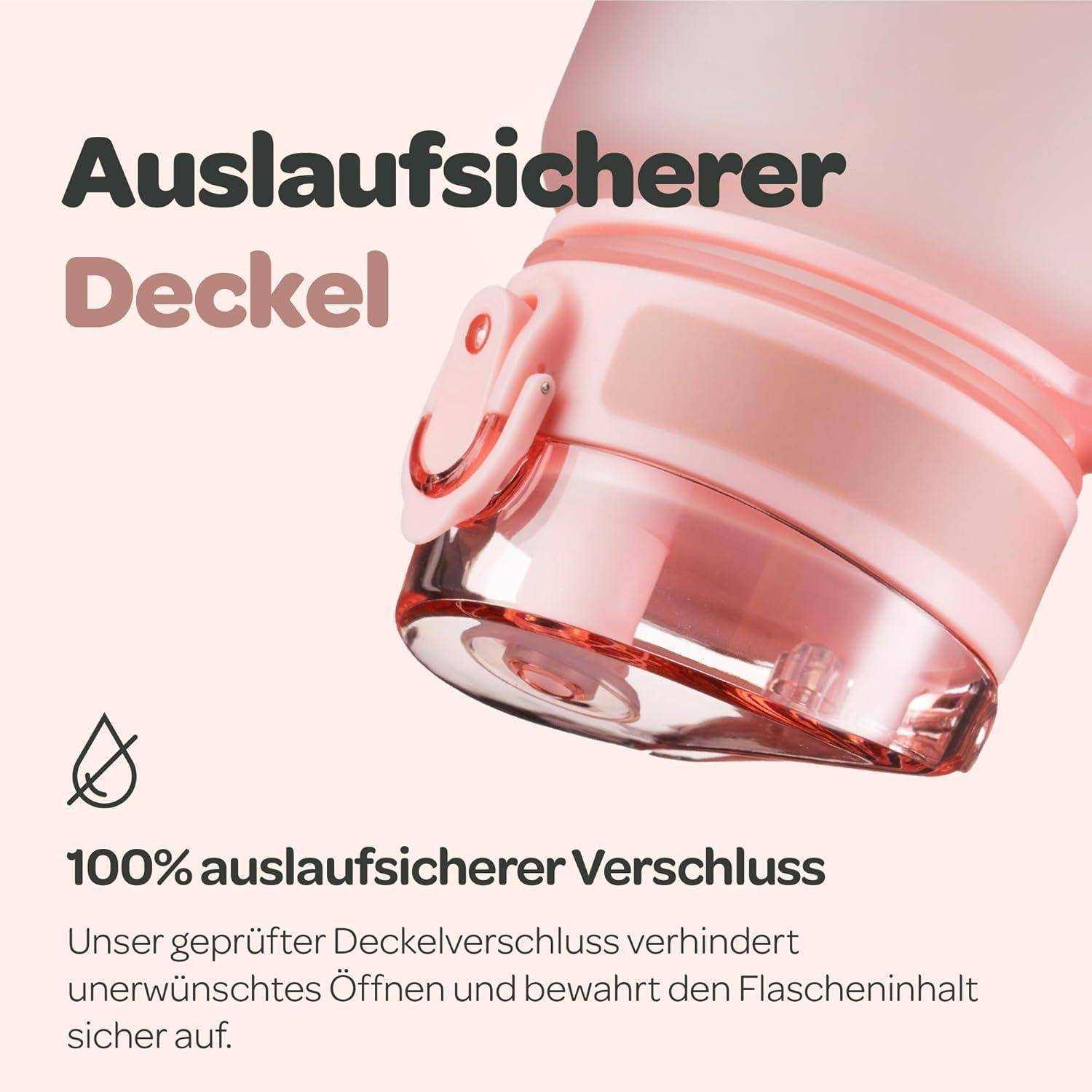 Trinkflasche Fruchteinsatz BPAfrei 1L - Schnelltrink Rosa Gold