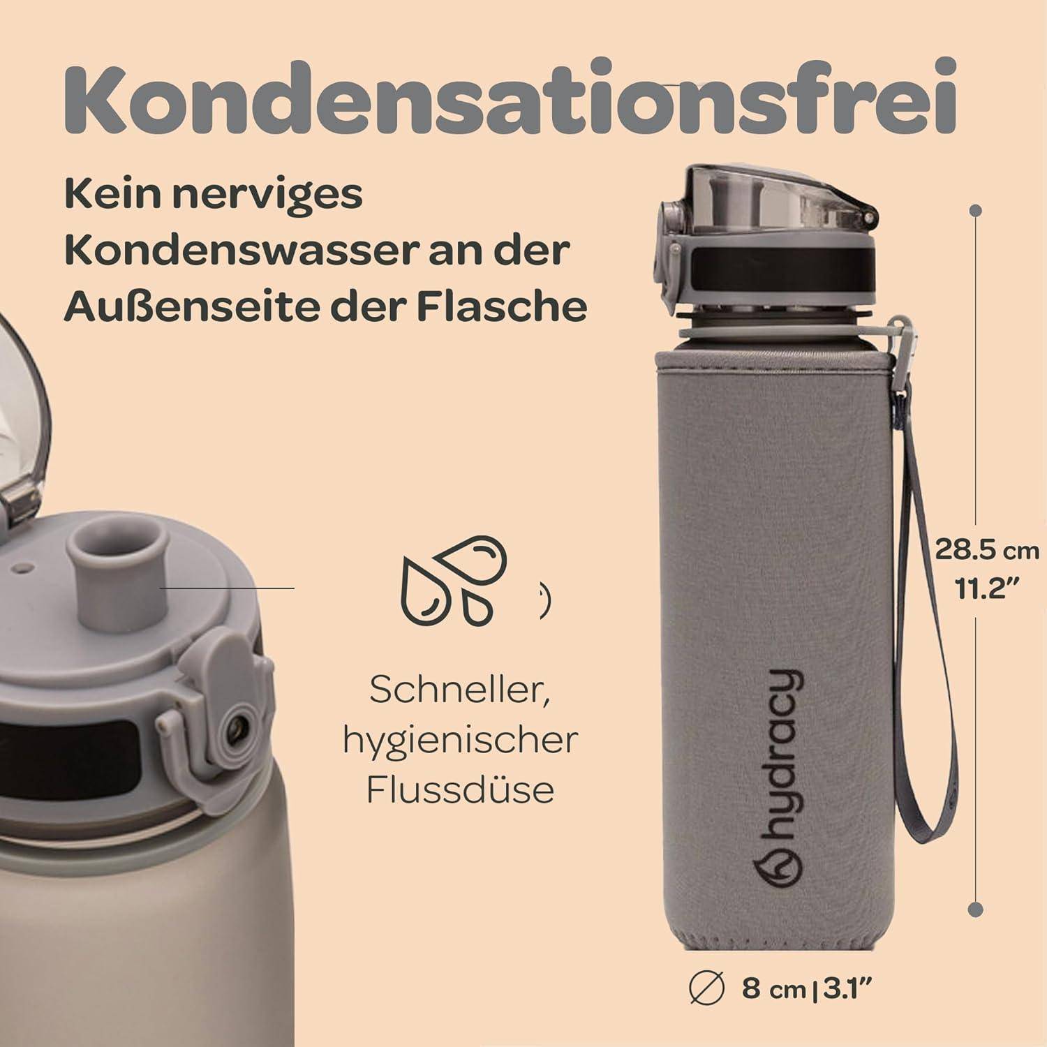 Trinkflasche Fruchteinsatz BPAfrei 1L Schnelltrink Silbergrau