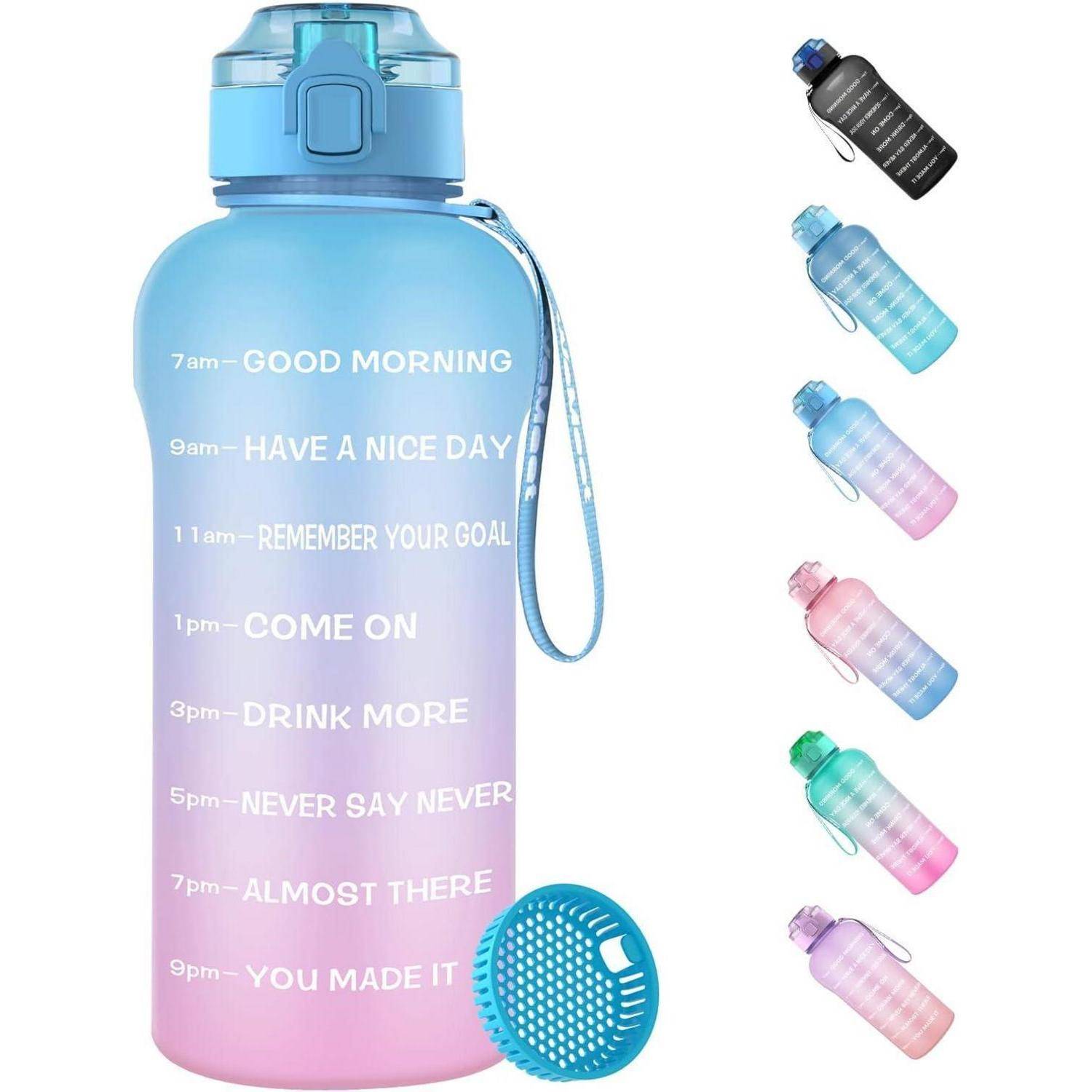 Trinkflasche 2L Sportflasche BPAfrei Tritan 2000 ml Blau Rosa