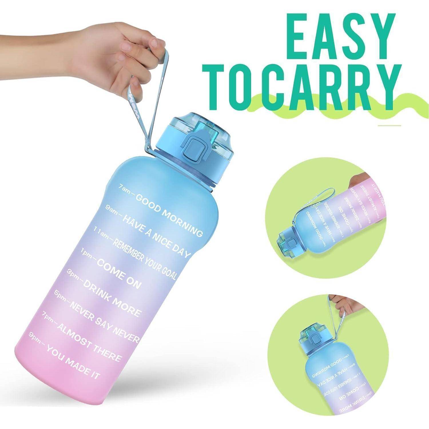 Trinkflasche 2L Sportflasche BPAfrei Tritan 2000 ml Blau Rosa