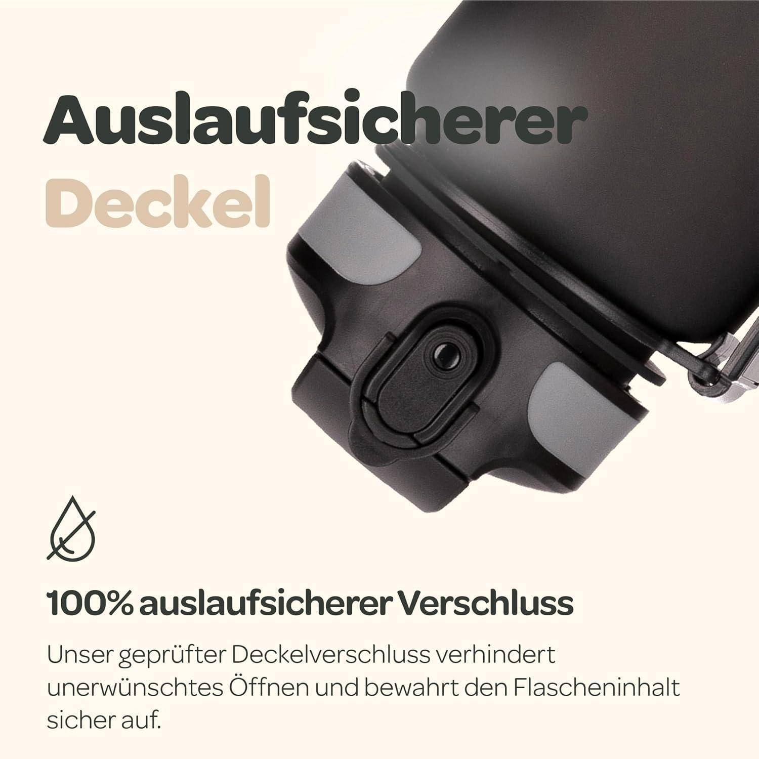 Trinkflasche Auslaufsicher BPAfrei 1L Strohhalm Space Greu