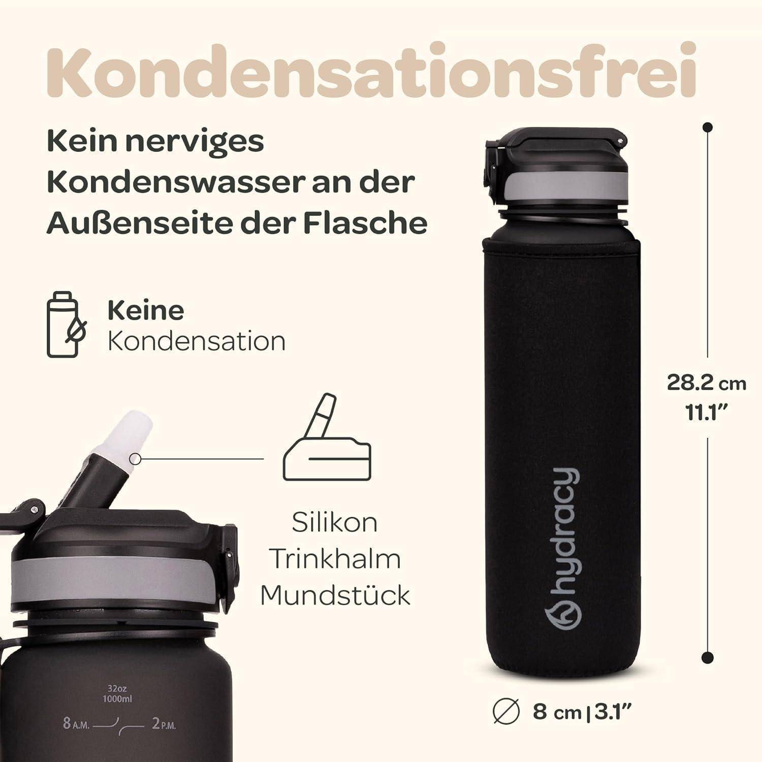 Trinkflasche Auslaufsicher BPAfrei 1L Strohhalm Space Greu