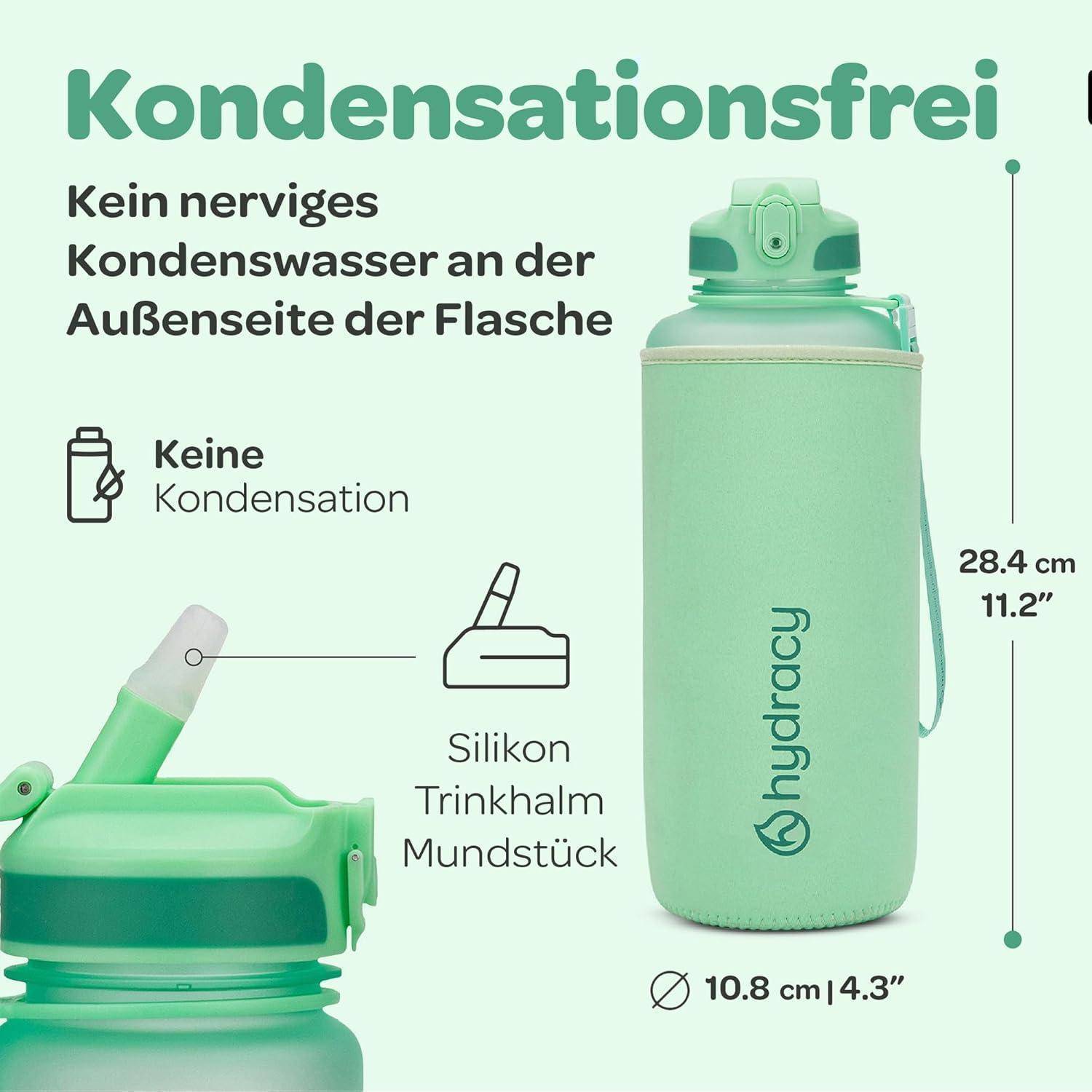 Grüne Wasserflasche mit der Aufschrift 