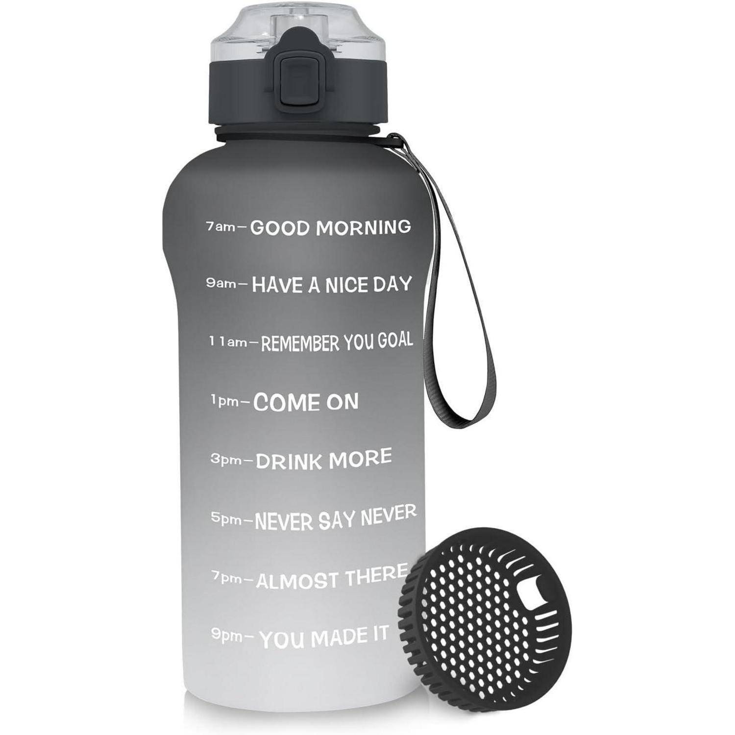 Trinkflasche 2L Auslaufsicher Fruchtfilter 2000 ml Schwarz Weiß