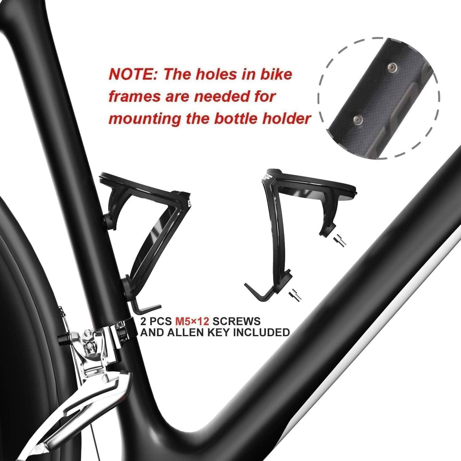 Die Löcher im Fahrradrahmen werden zum Befestigen des Flaschenhalters benötigt.