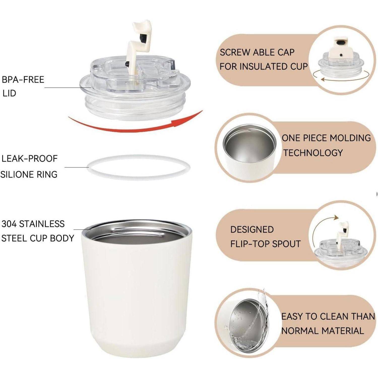 Kaffeebecher to go 280ml Thermobecher Auslaufsicher mit Deckel