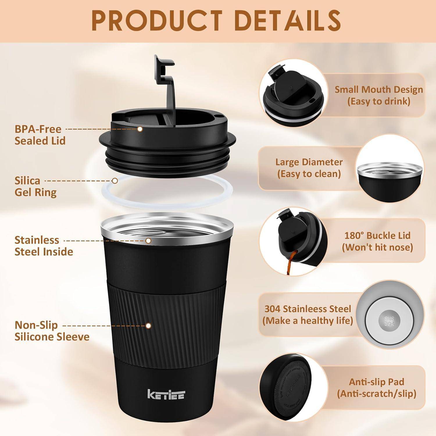 Thermobecher Kaffeebecher to Go Edelstahl Vakuum Isolierbecher 380ml